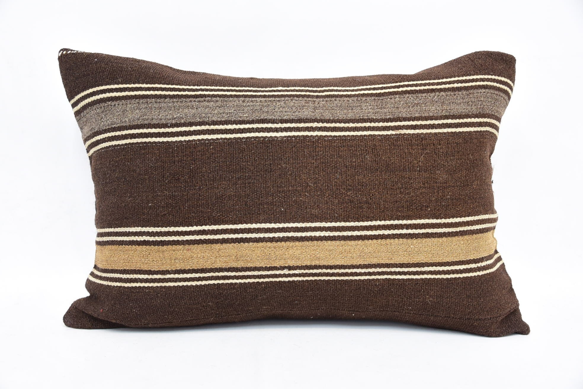 Handmade Pillow Cover, Vintage Pillow, 16"x24" Brown Pillow Sham, Vintage Kilim Throw Pillow, Handmade Kilim Cushion