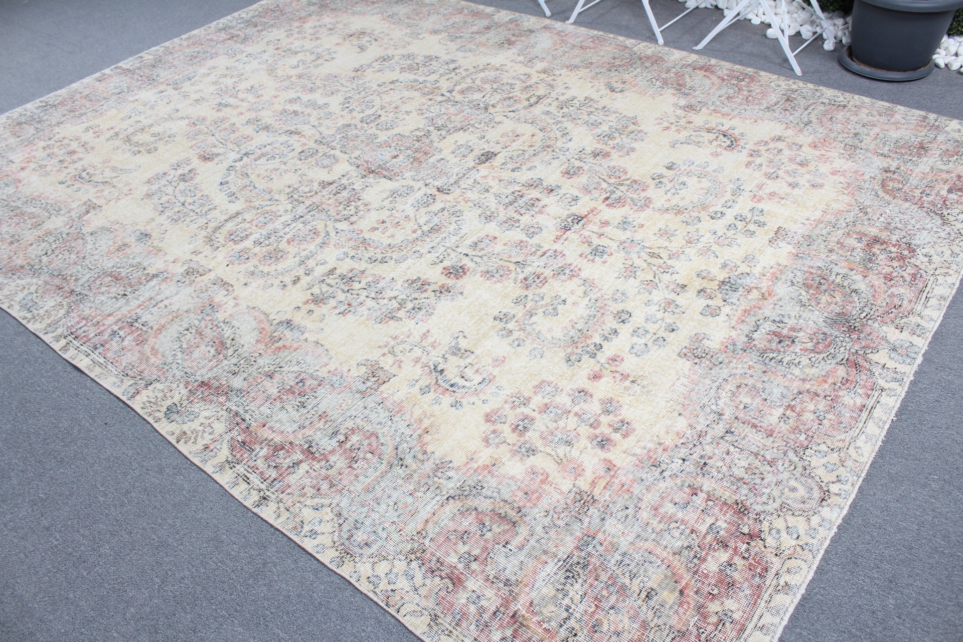 Vintage Rug, Living Room Rugs, Home Decor Rugs, Turkish Rug, Salon Rug, 7.9x10.7 ft Oversize Rug, Beige Antique Rug, Old Rug