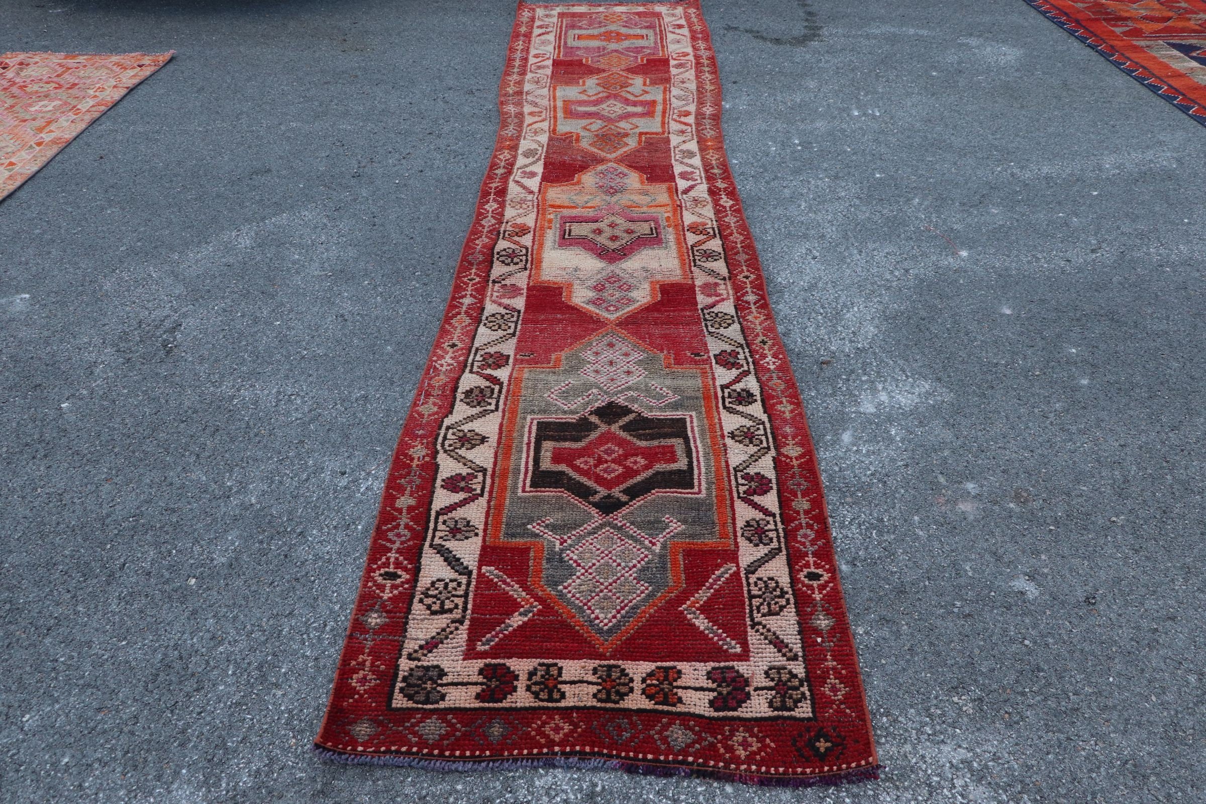 Turkish Rug, 2.7x13.3 ft Runner Rugs, Vintage Rug, Art Rug, Rugs for Runner, Red Bedroom Rugs, Wool Rug, Outdoor Rug, Cool Rugs, Stair Rugs