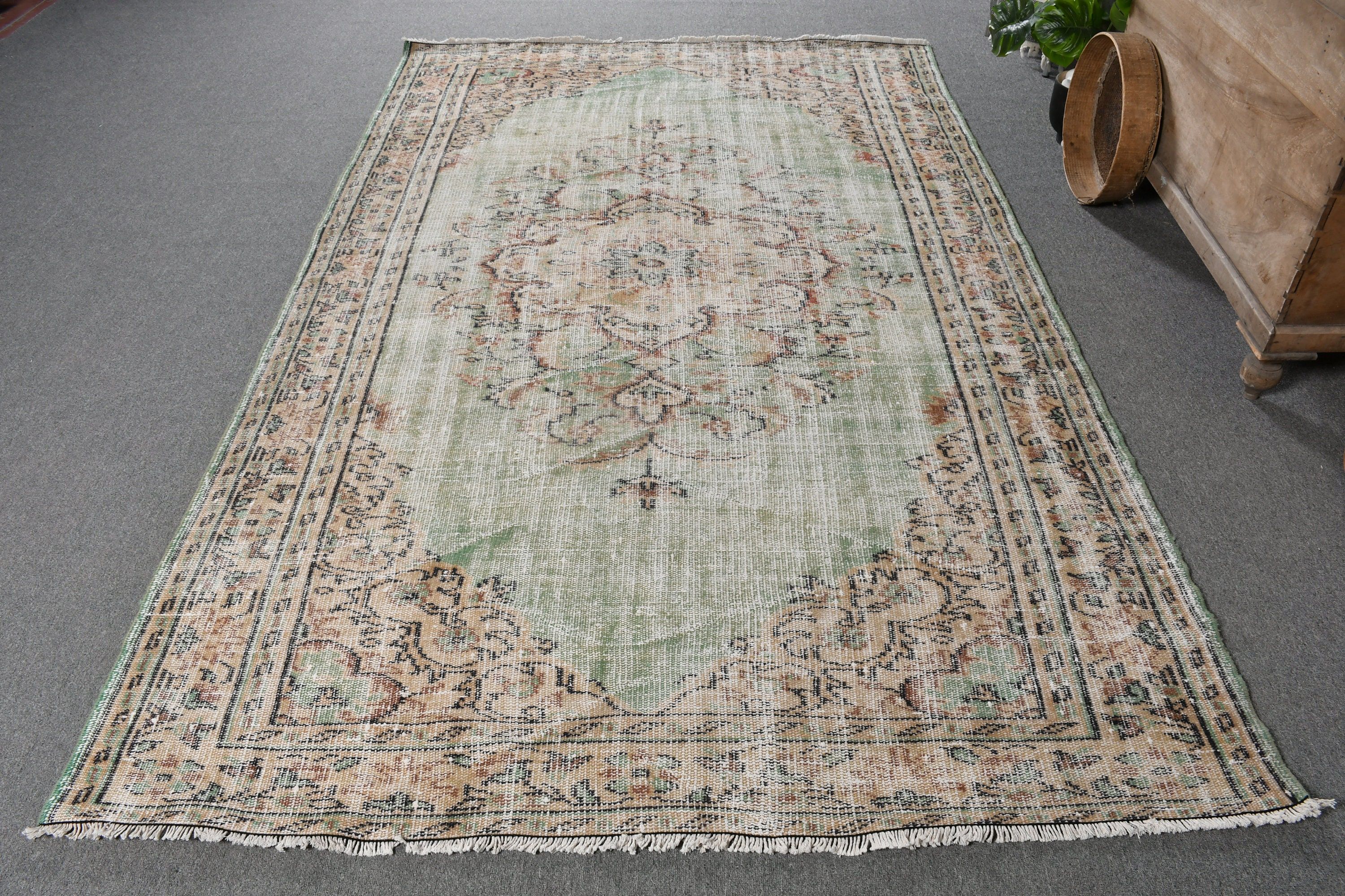 5.4x8.6 ft Large Rug, Salon Rugs, Living Room Rug, Floor Rugs, Turkish Rug, Wool Rugs, Green Bedroom Rug, Vintage Rugs, Rugs for Salon