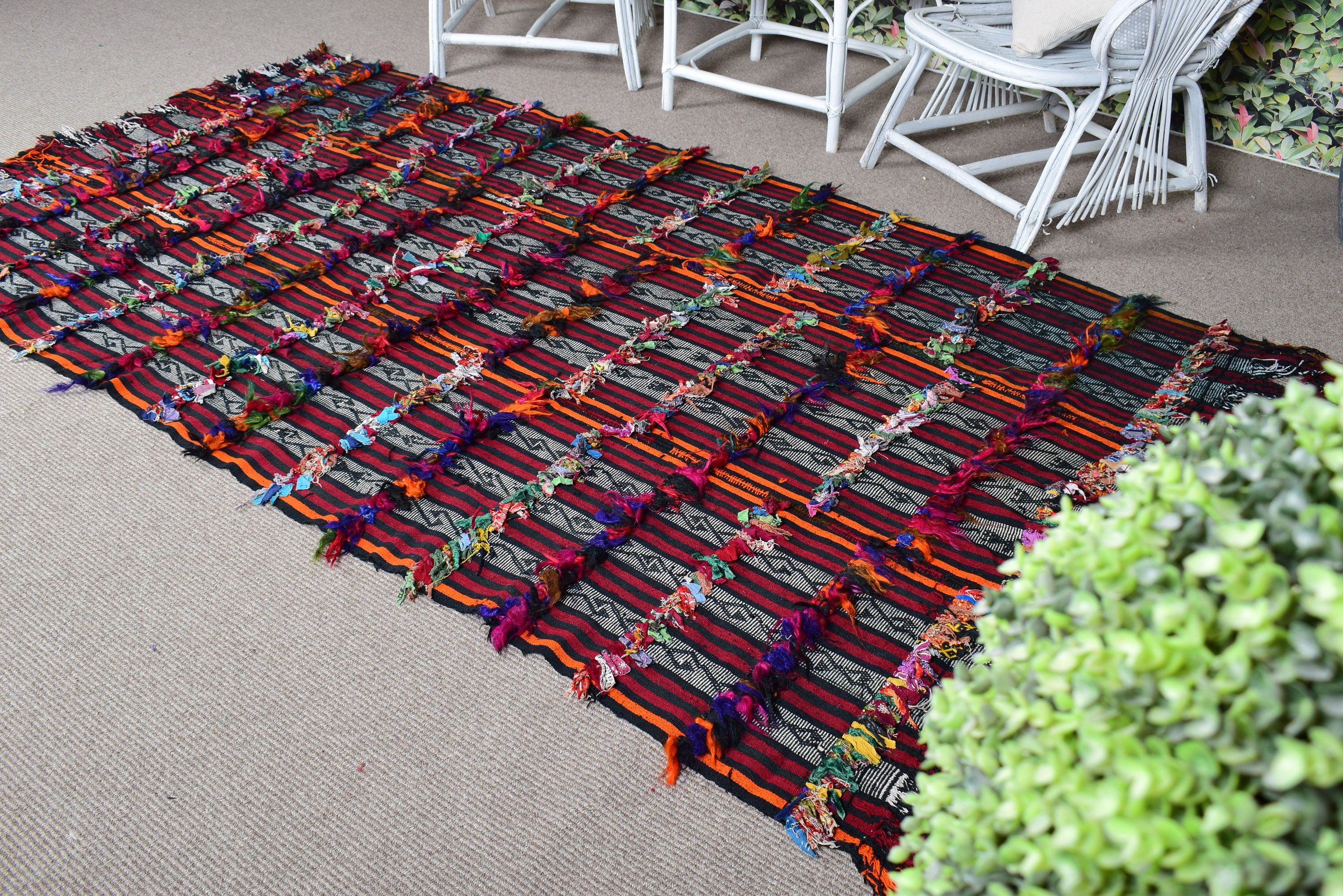 Oushak Bölge Halıları, 4,8x8,1 ft Alan Halıları, Vintage Halılar, Kırmızı Oryantal Halılar, Mutfak Halıları, Yün Halı, Türk Halıları, Kilim, Anadolu Halıları