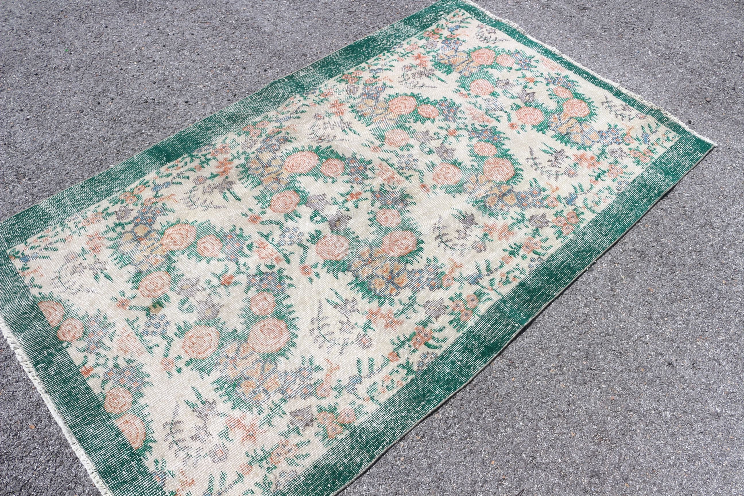 Entry Rugs, Office Rug, Vintage Rug, Home Decor Rug, 3.7x6.3 ft Accent Rugs, Turkish Rug, Nursery Rug, Bedroom Rug, Green Bedroom Rugs