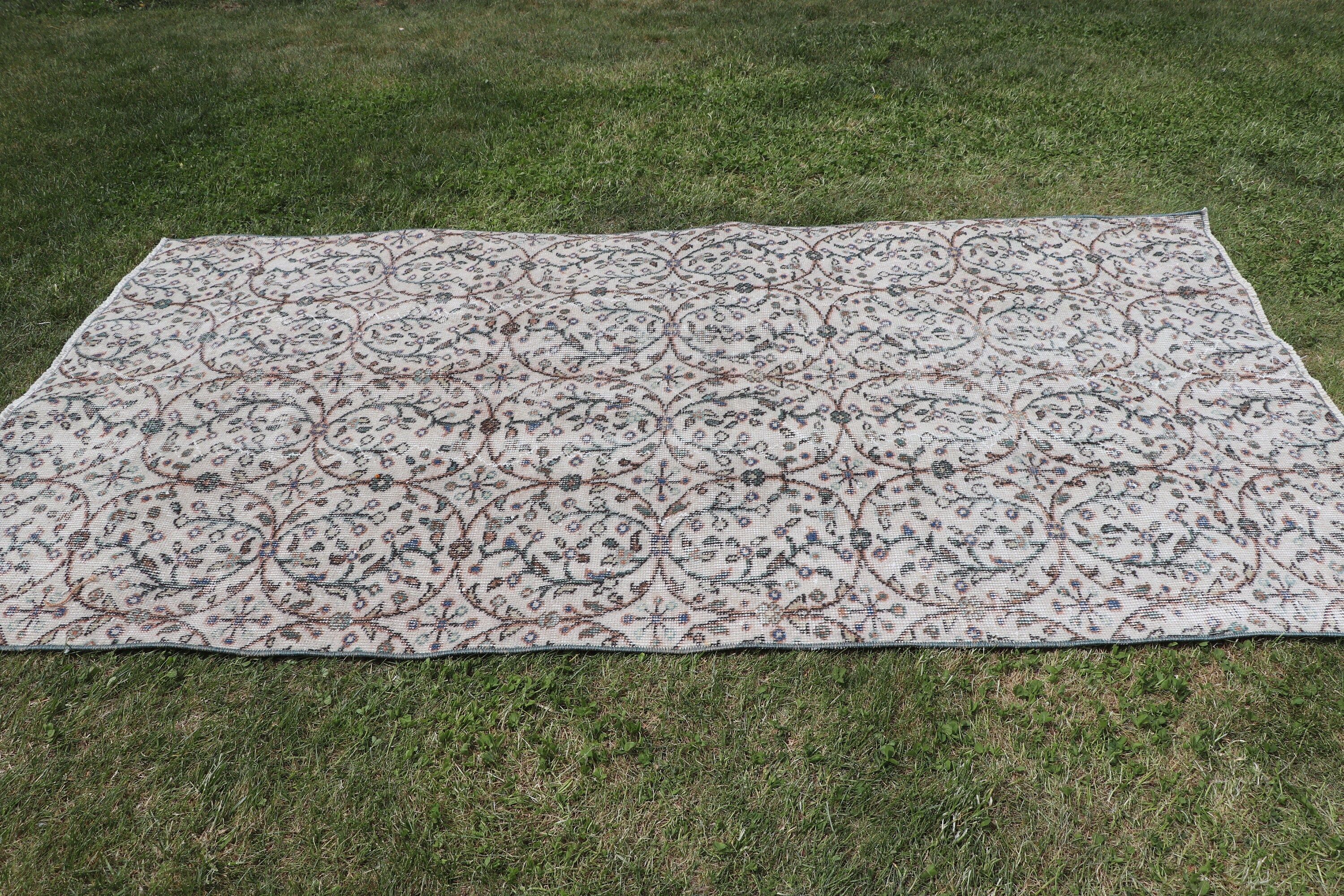 Türk Halısı, Fas Halıları, Yün Halılar, 3,4x6,5 ft Vurgulu Halı, Vintage Halılar, Bej Geometrik Halılar, Boho Vurgulu Halı, Vintage Vurgulu Halı