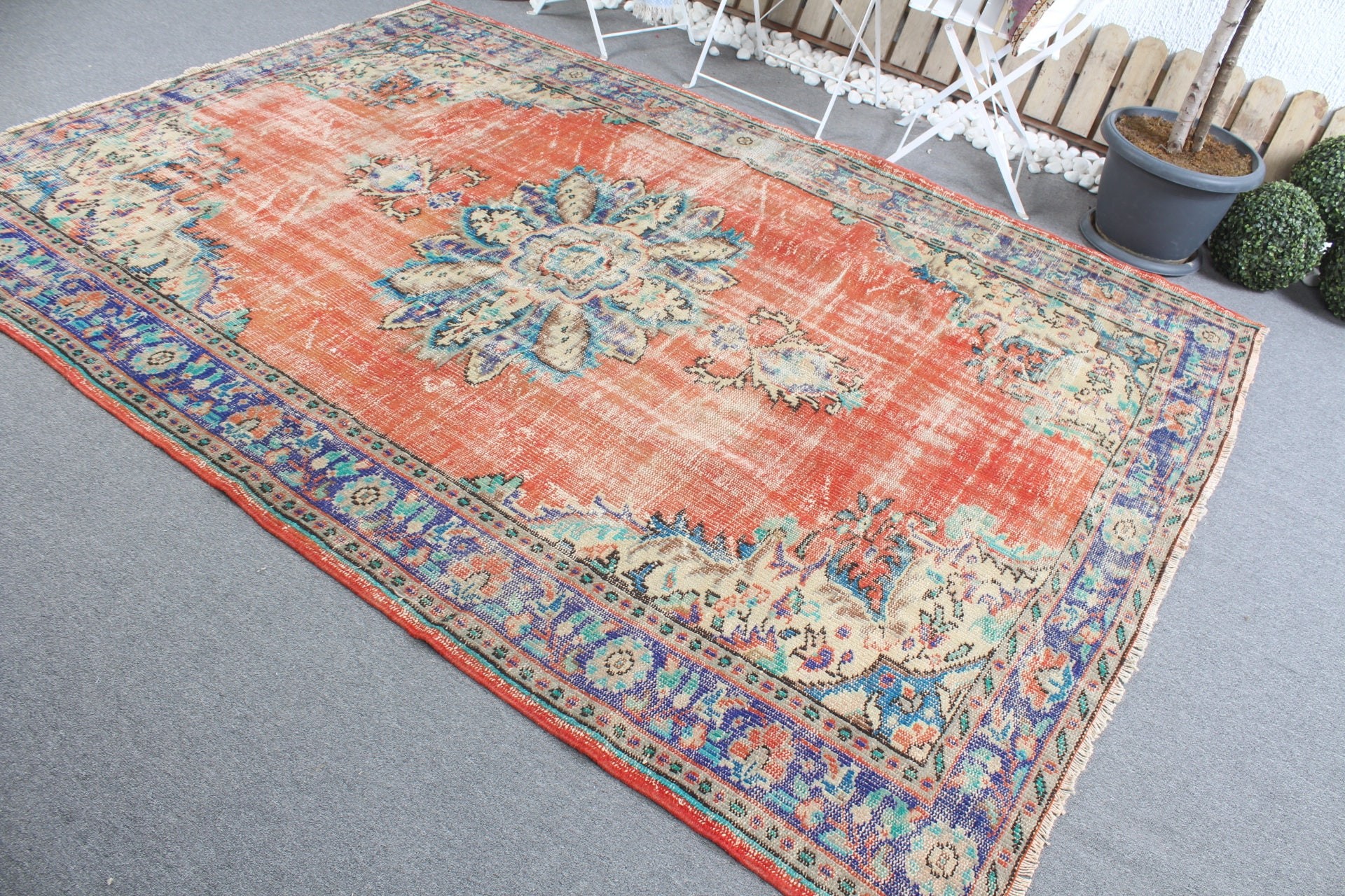 Floor Rug, Vintage Rugs, Living Room Rug, Wool Rug, 6.2x8.8 ft Large Rug, Eclectic Rug, Rugs for Dining Room, Turkish Rug, Red Bedroom Rug