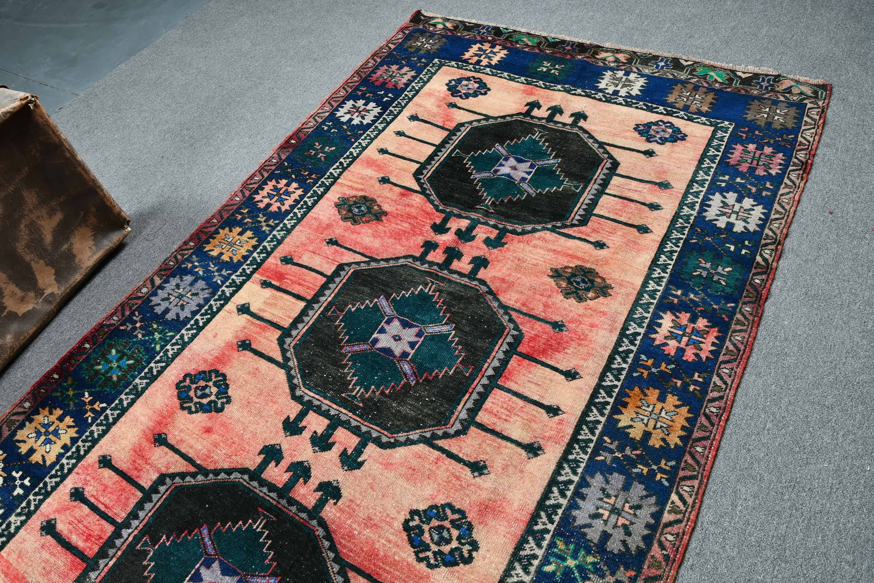 4.9x12.6 ft Runner Rug, Turkish Rug, Anatolian Rug, Kitchen Rug, Vintage Rug, Corridor Rug, Red Home Decor Rugs, Pastel Rug