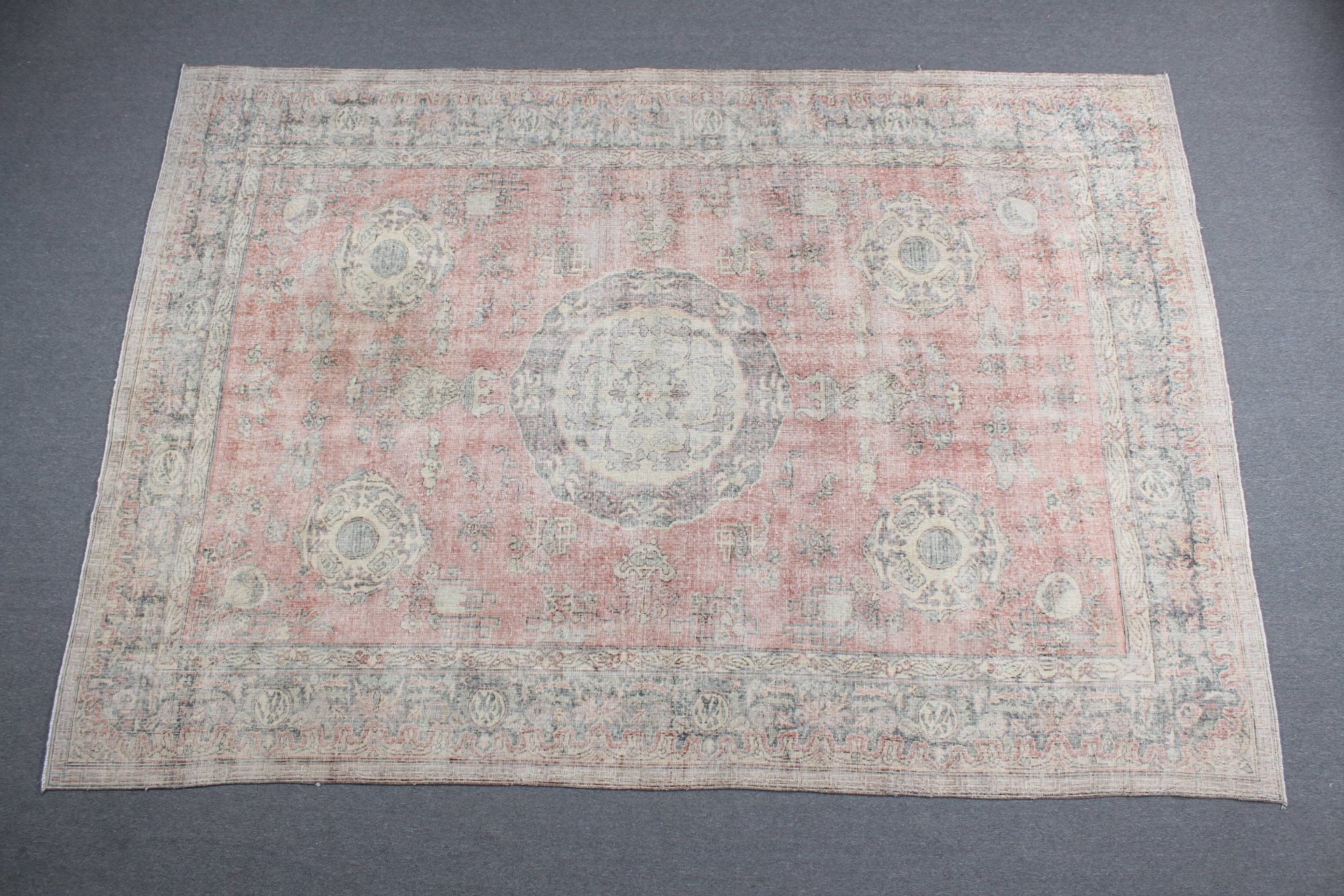 Sevimli Halı, Vintage Halı, Türk Halısı, Ev Dekorasyonu Halıları, Anadolu Halısı, Oturma Odası Halıları, Kırmızı Oushak Halısı, Salon Halıları, 8x11.3 ft Büyük Boy Halı