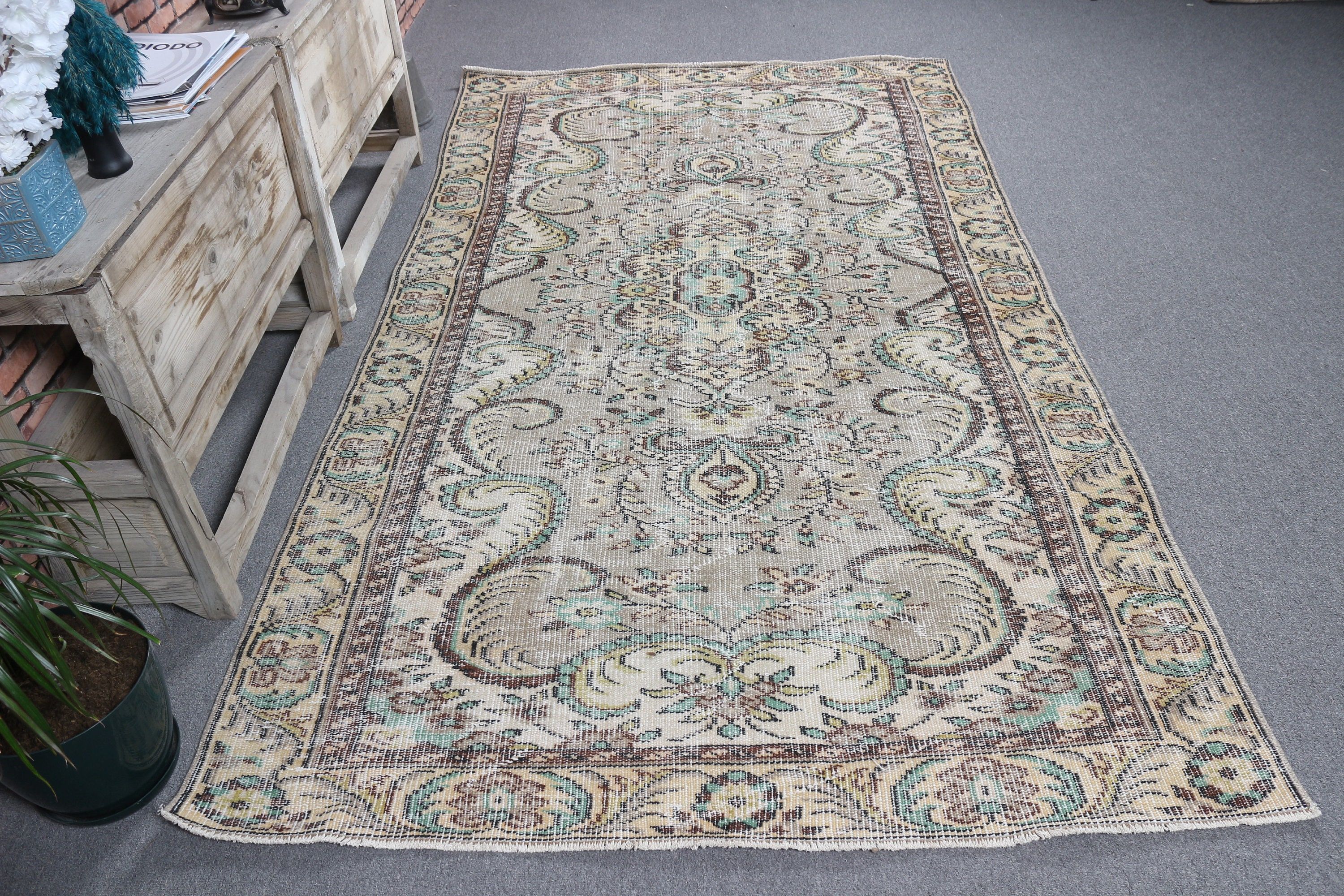 Yemek Odası Halıları, Vintage Halı, Antika Halılar, Yer Halısı, Türk Halısı, Oryantal Halı, Kahverengi Soğuk Halı, 4,9x8,3 ft Büyük Halı, Yatak Odası Halısı