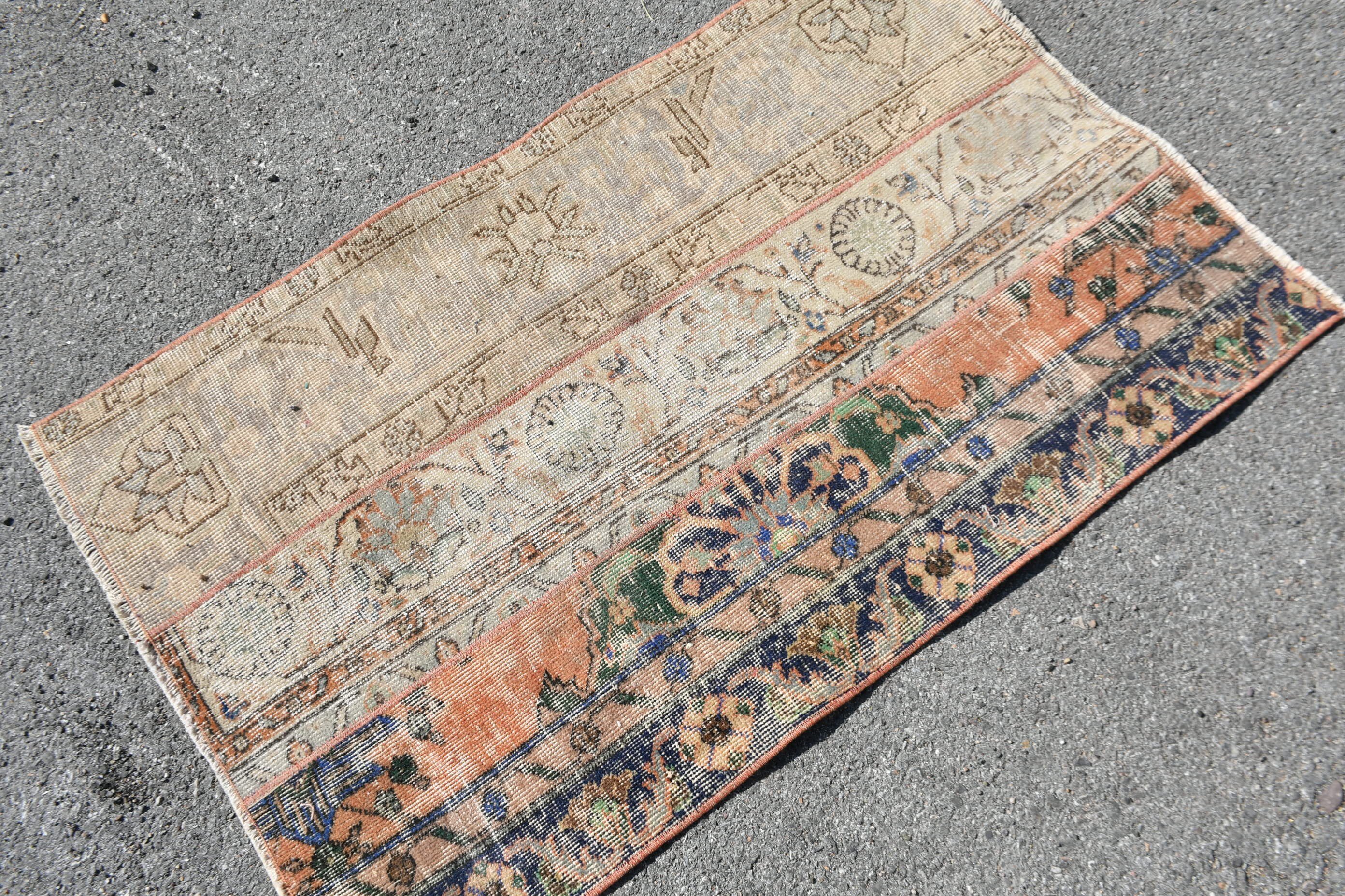 2.5x4 ft Small Rugs, Old Rug, Car Mat Rug, Kitchen Rugs, Turkish Rug, Vintage Rug, Rugs for Nursery, Anatolian Rugs, Orange Home Decor Rugs