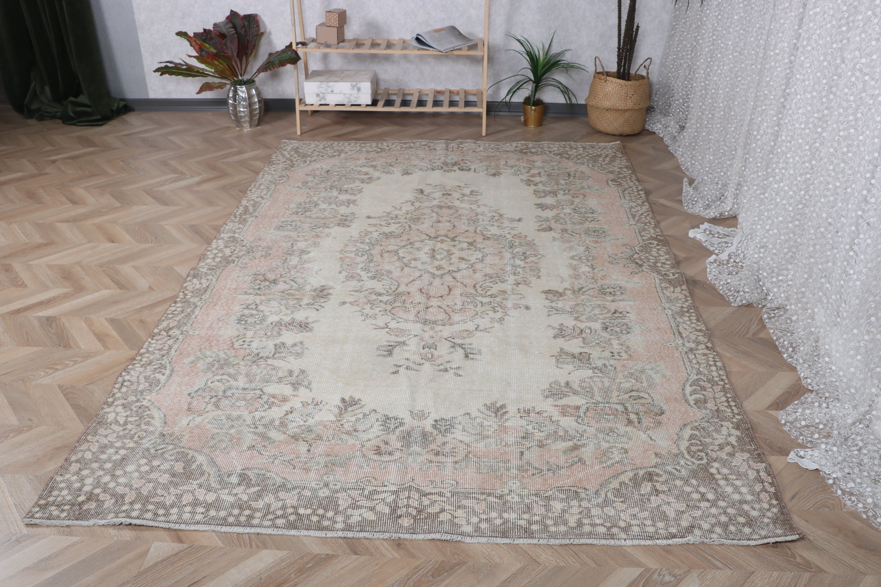 Turkish Rugs, Large Boho Rugs, 5.9x9 ft Large Rug, Vintage Rugs, Wool Rugs, Rugs for Bedroom, Moroccan Rug, Salon Rugs, Brown Bedroom Rugs