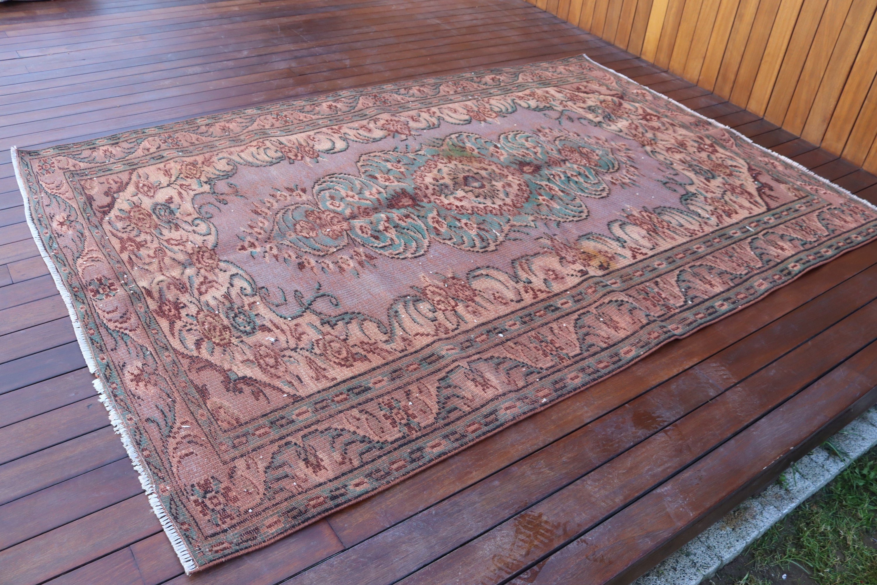 Türk Halıları, Oturma Odası Halısı, Anadolu Halısı, Kahverengi Yer Halısı, 5.4x7.7 ft Büyük Halı, Büyük Vintage Halılar, Ev Dekor Halıları, Vintage Halı