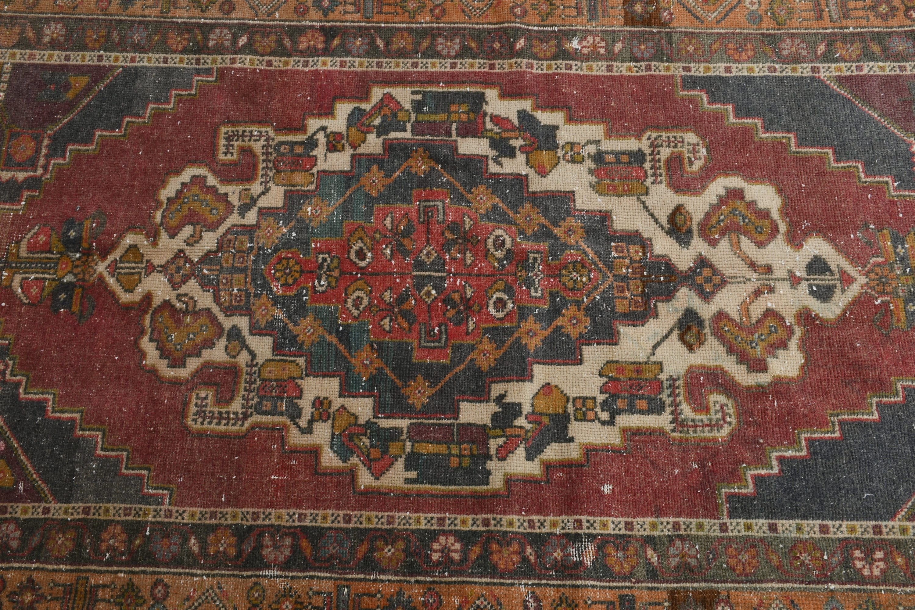 Orange Moroccan Rugs, 3.9x6.9 ft Area Rugs, Kitchen Rugs, Dining Room Rug, Turkish Rug, Bedroom Rugs, Rugs for Bedroom, Vintage Rug