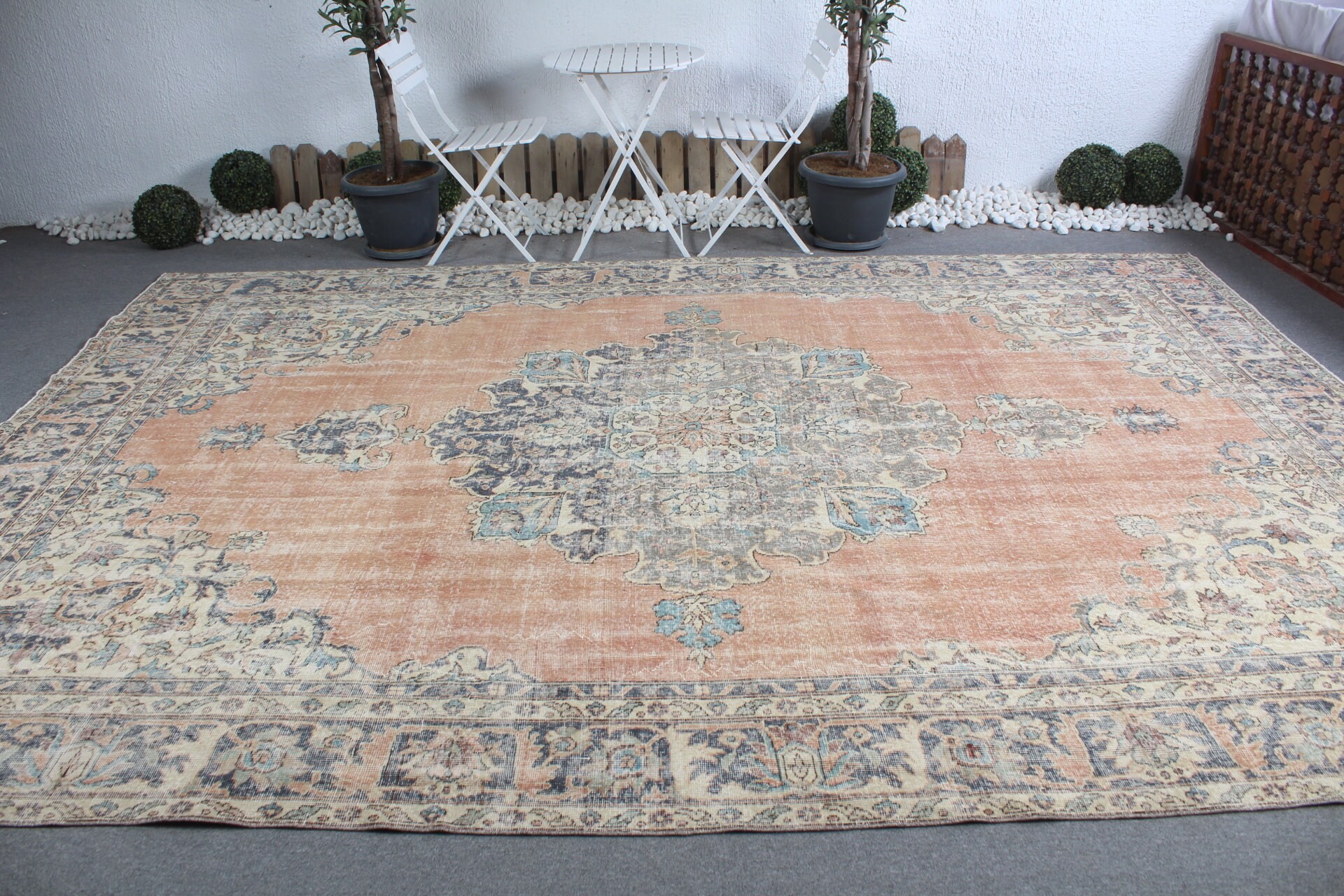 9x12.6 ft Oversize Rugs, Anatolian Rugs, Muted Rug, Dining Room Rug, Floor Rug, Salon Rugs, Orange Anatolian Rugs, Vintage Rug, Turkish Rug