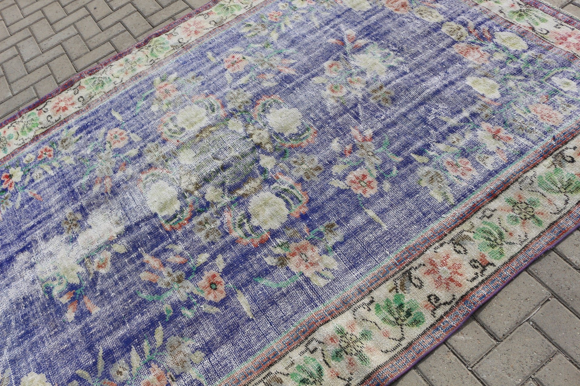 Havalı Halı, Oturma Odası Halıları, 5,9x9 ft Büyük Halılar, Yemek Odası Halısı, Türk Halıları, Vintage Halı, Anadolu Halısı, Bohem Halısı, Mavi Fas Halısı