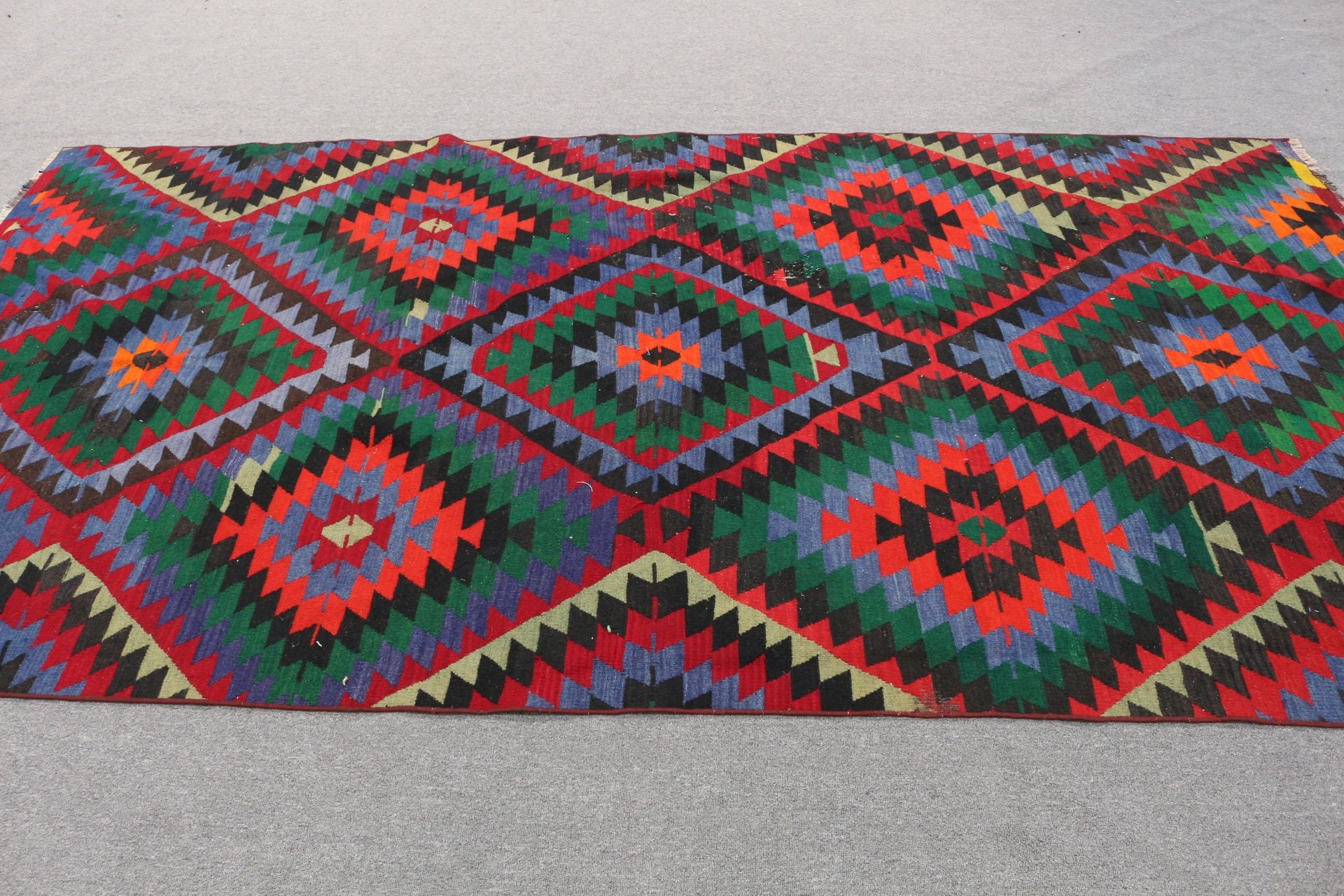 Yemek Odası Halıları, Mutfak Halıları, Yatak Odası Halıları, Kilim, Gökkuşağı Oushak Halısı, 5.1x10.1 ft Büyük Halı, Antika Halı, Türk Halısı, Vintage Halı