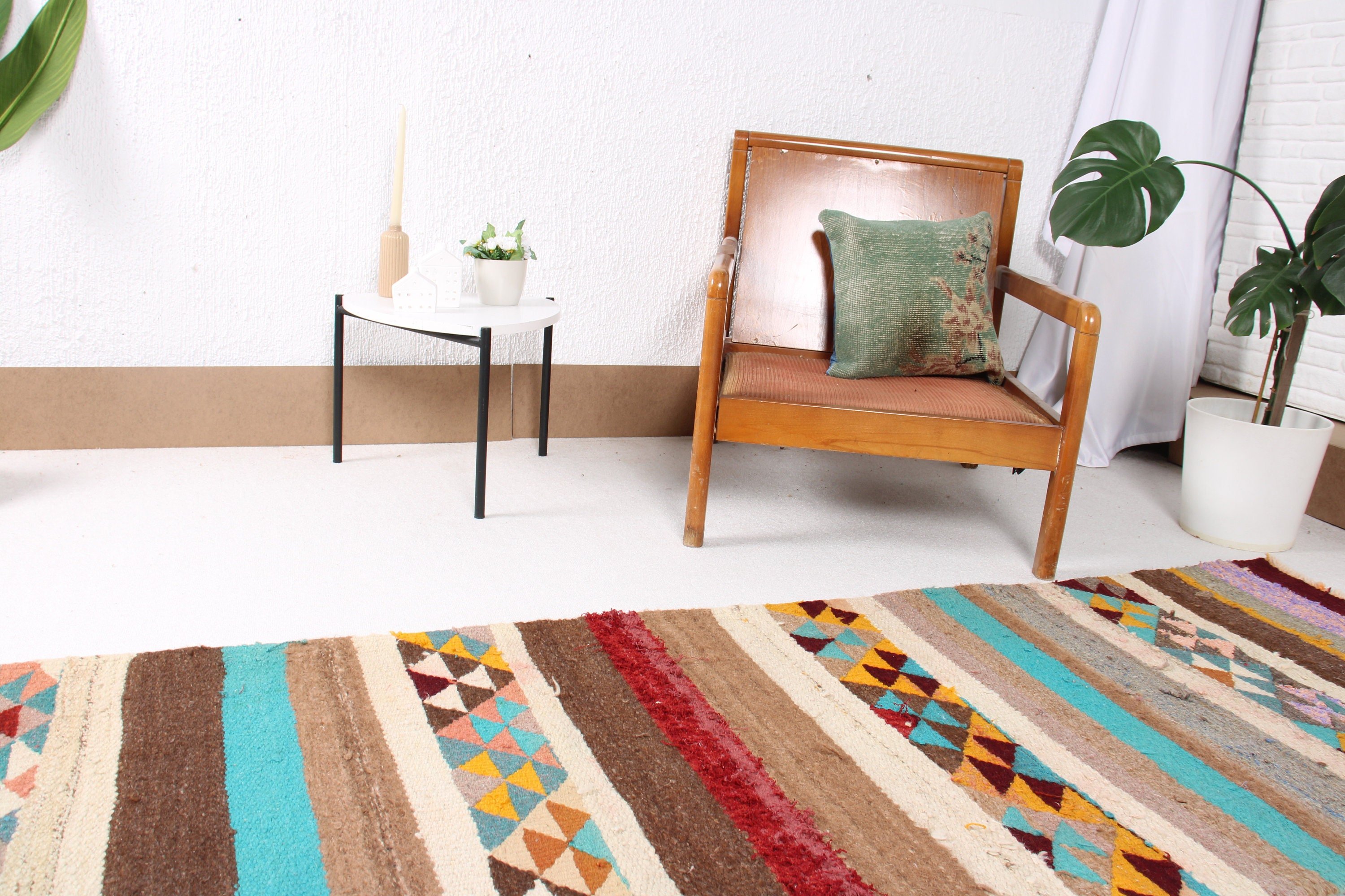 Modern Halı, Bej Geometrik Halı, Merdiven Halısı, Vintage Halı, Türk Halısı, 2.7x9.7 ft Runner Halısı, Kilim, Koridor Halısı, Ev Dekor Halısı, Yer Halısı