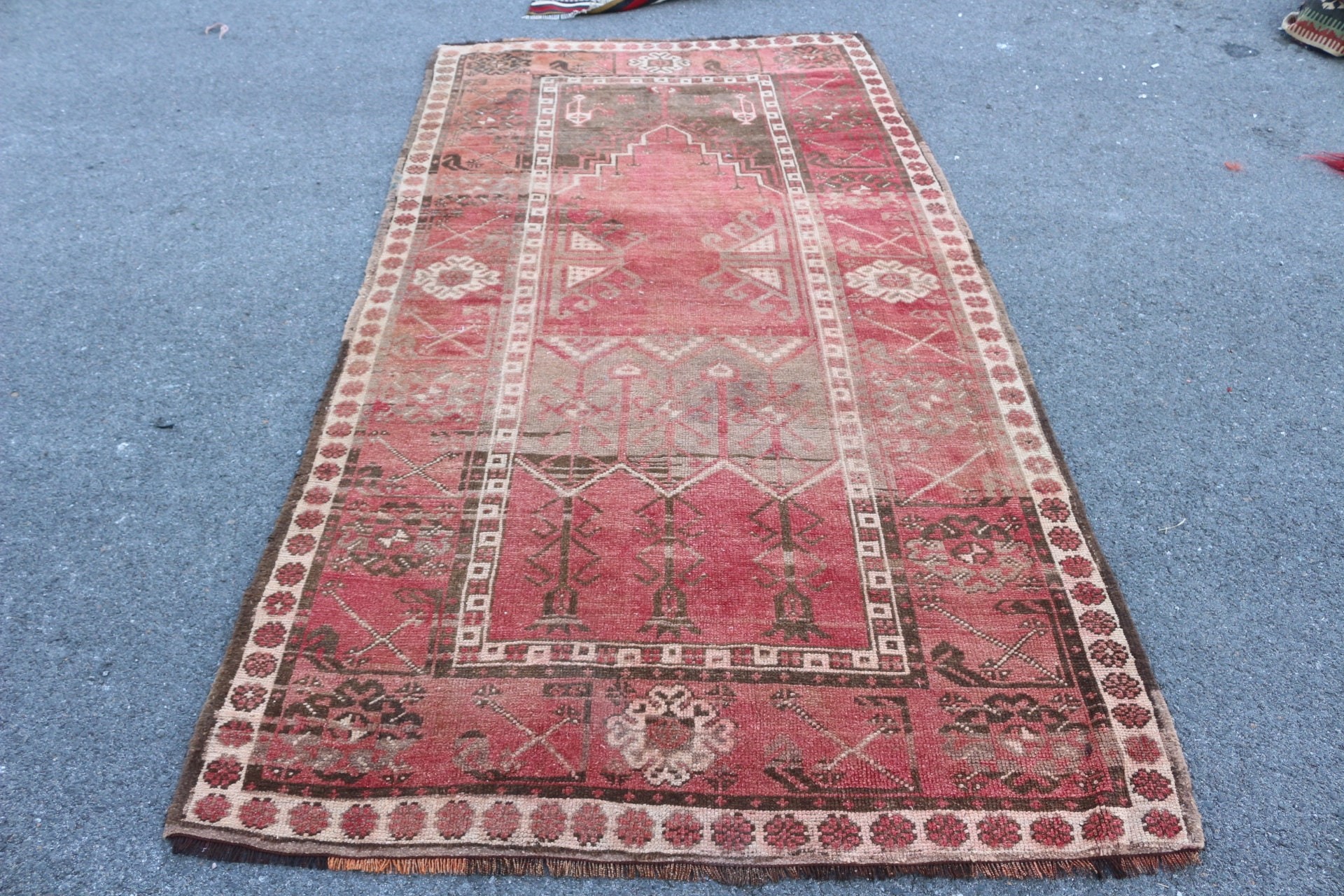 Turkish Rug, Red Cool Rugs, Anatolian Rug, Vintage Rugs, Oushak Rug, Rugs for Living Room, Indoor Rug, Bedroom Rug, 4.5x8.5 ft Area Rugs