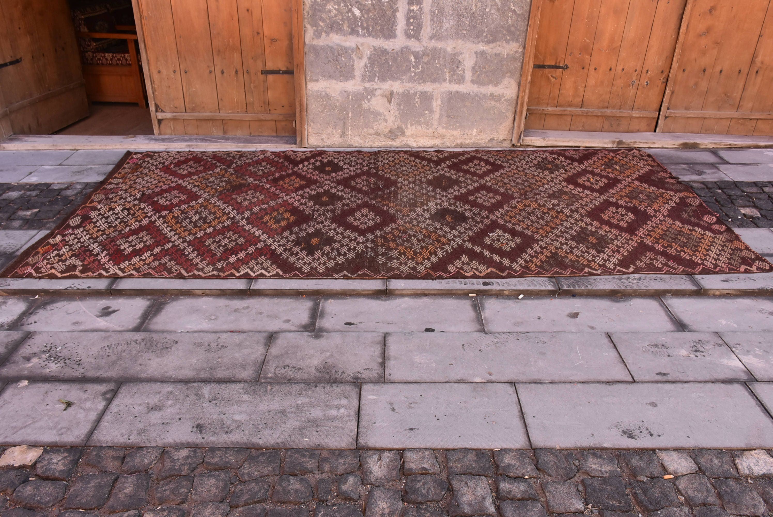 Oturma Odası Halısı, Vintage Halılar, Oryantal Halı, Kilim, Kahverengi Zemin Halısı, 5.5x11.7 ft Büyük Halı, Türk Halıları, Yatak Odası Halısı