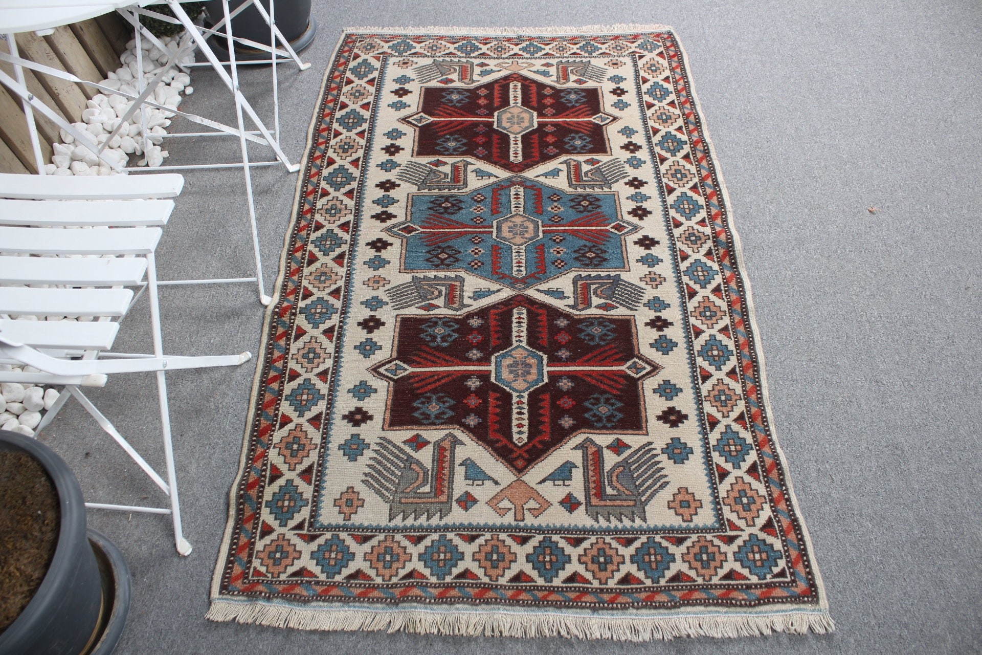 Giriş Halısı, Havalı Halı, Bej Ev Dekorasyonu Halıları, Vintage Halılar, Türk Halısı, Oryantal Halılar, Eski Halılar, 3,3x5,6 ft Accent Halı, Çocuk Halıları