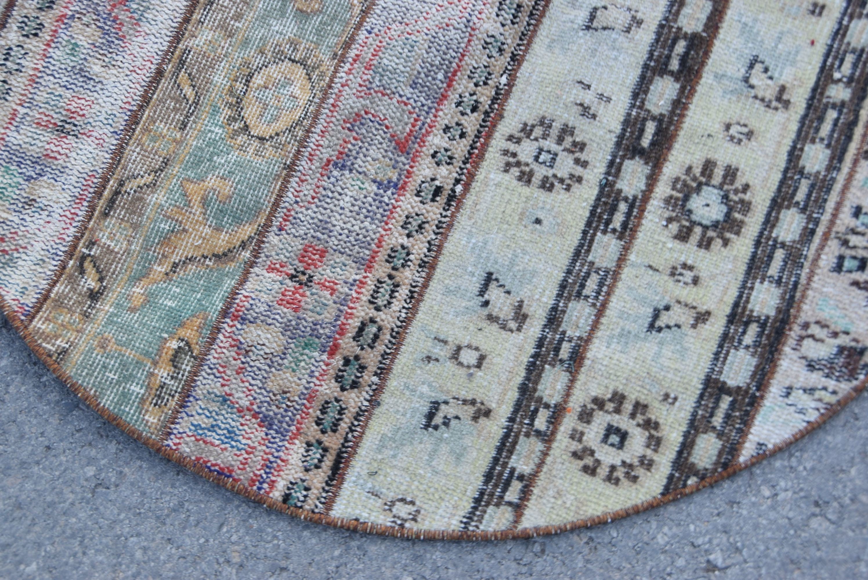 Beige Oriental Rug, Rugs for Car Mat, Oushak Rug, Turkish Rug, Bath Rug, 3.3x3.3 ft Small Rugs, Door Mat Rug, Kitchen Rug, Vintage Rug