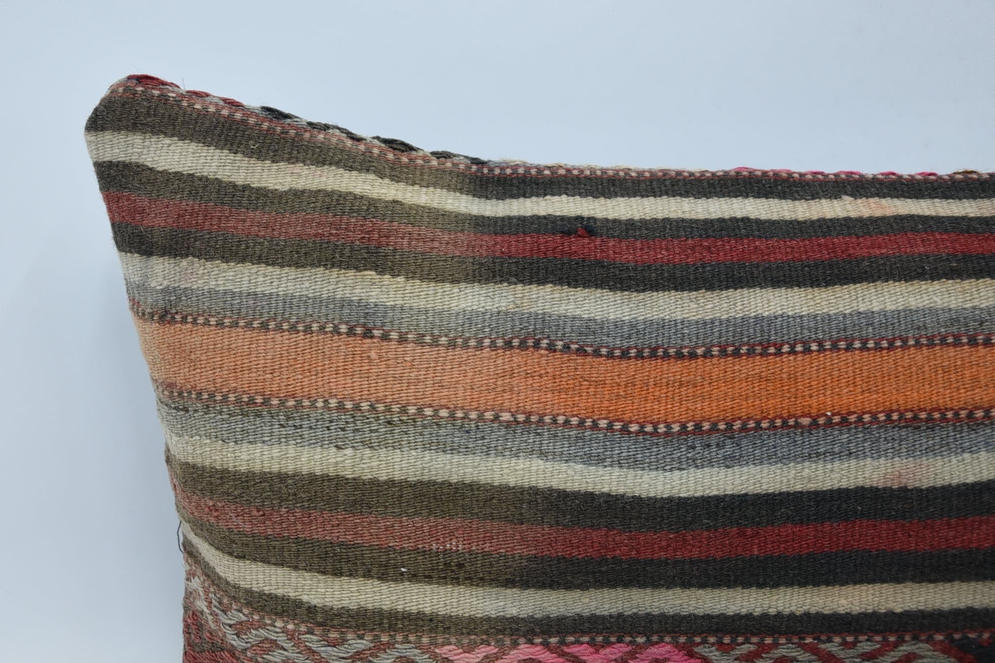 Handwoven Pillow Cover Pillow, Vintage Kilim Throw Pillow, Boho Pillow, Accent Pillow Cover, Turkish Pillow, 16"x48" Red Cushion