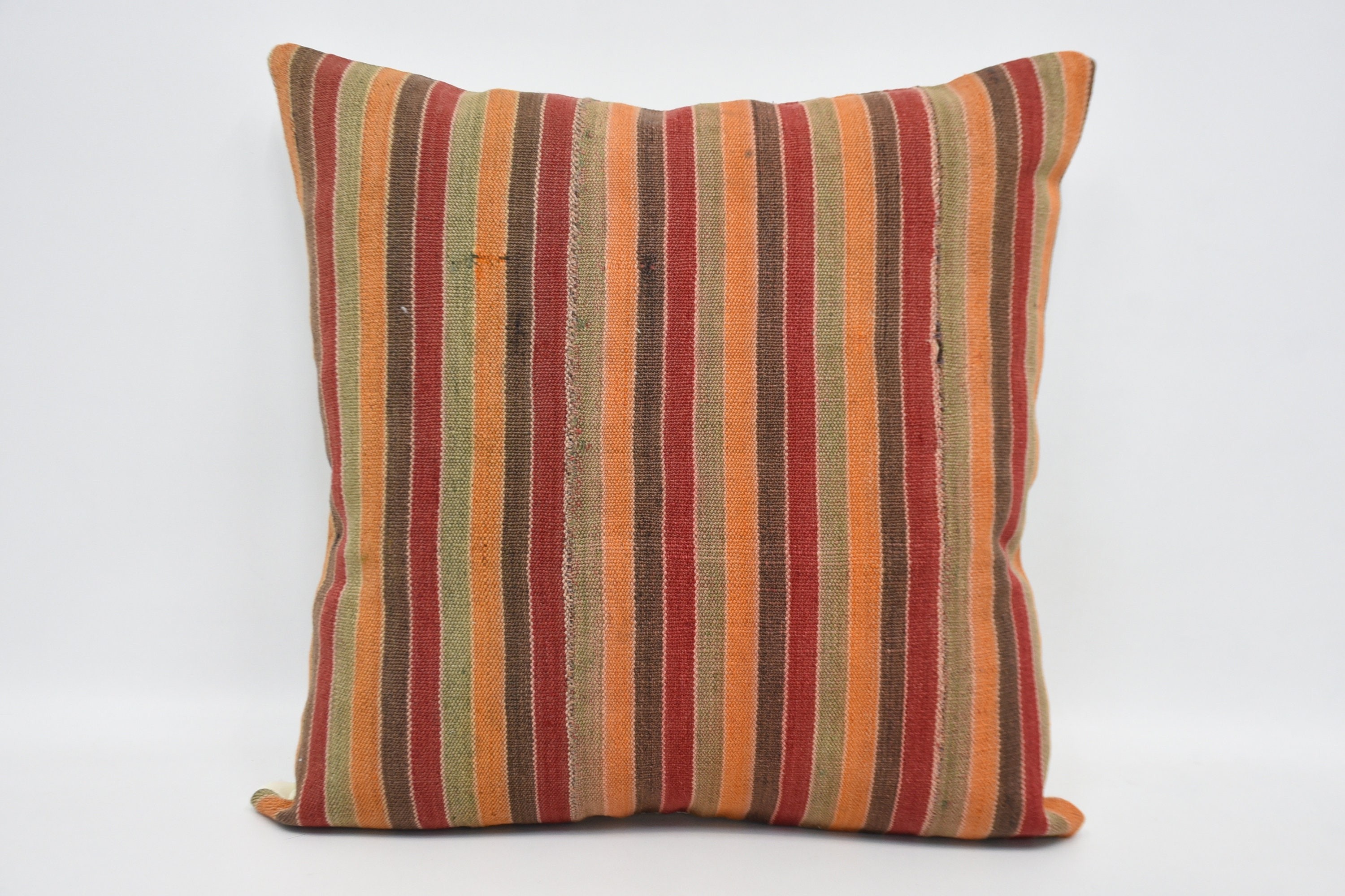 Handmade Kilim Cushion, Turkish Pillow, 24"x24" Orange Cushion Cover, Garden Cushion Cover, Turkish Kilim Pillow