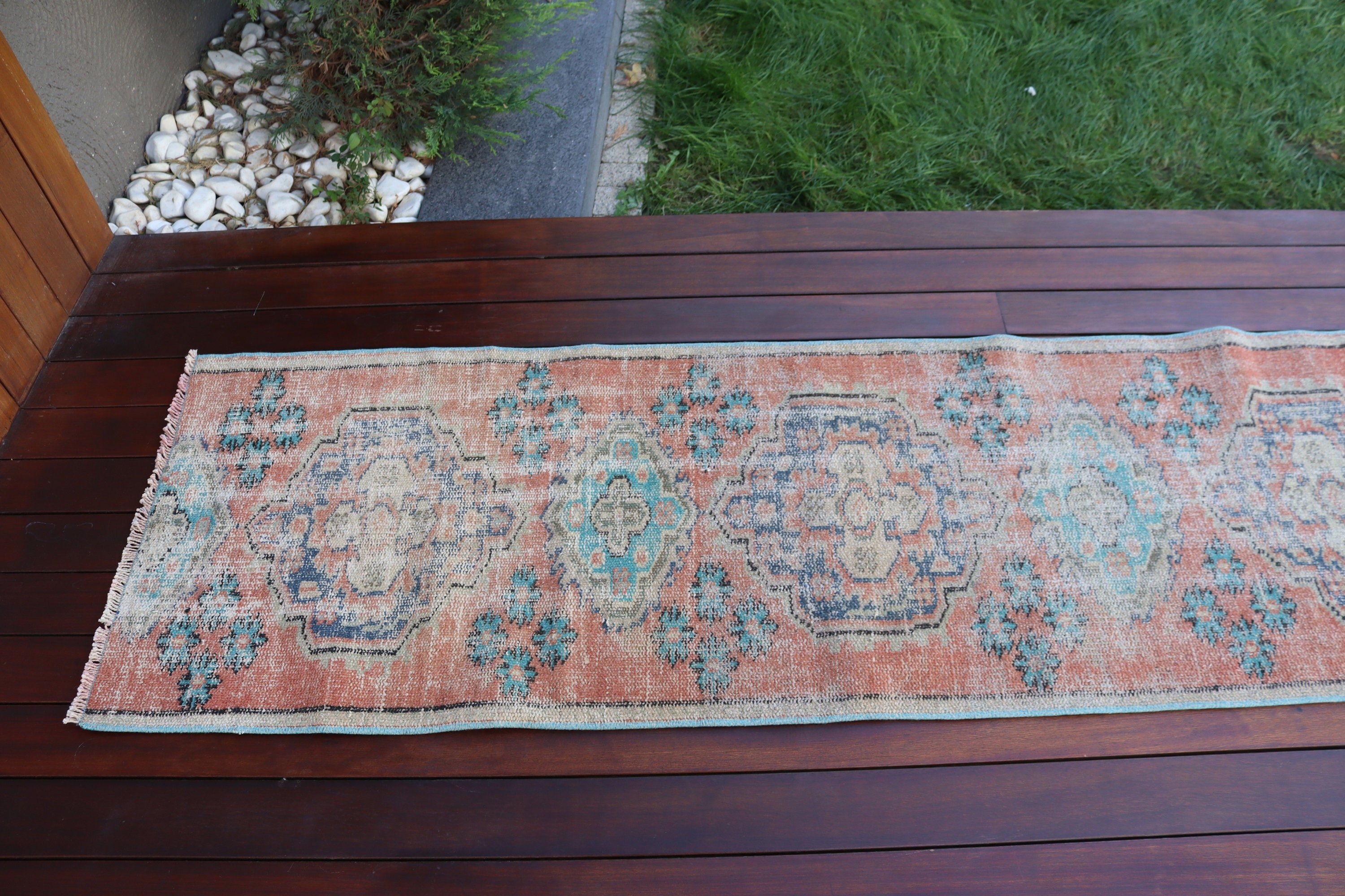 Merdiven Halısı, Turuncu Ev Dekor Halıları, Türk Halısı, Dış Mekan Halısı, Boho Halıları, Vintage Runner Halısı, Vintage Halıları, Yer Halıları, 1.9x8.5 ft Runner Halısı