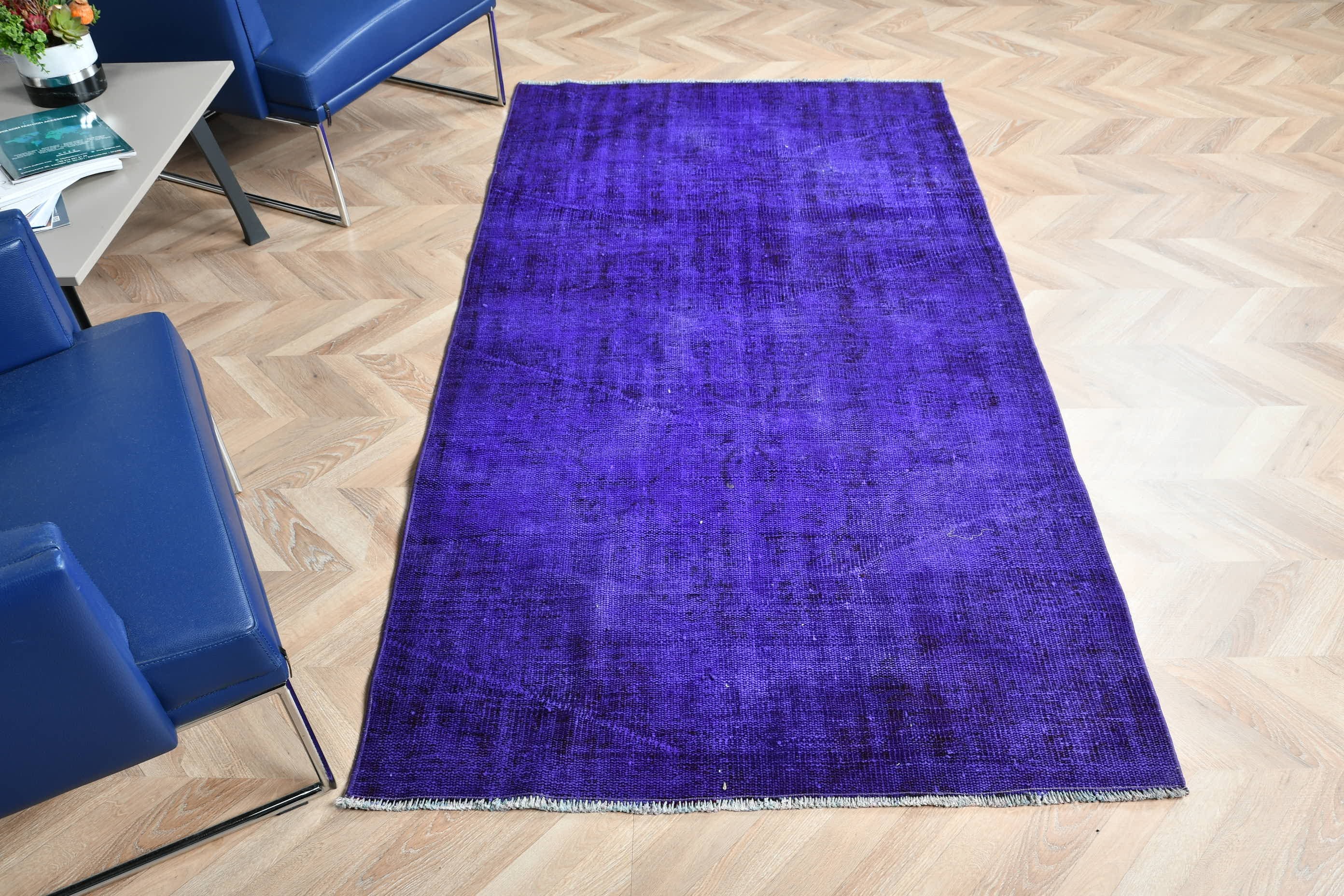 Turkish Rugs, Bedroom Rug, Vintage Rugs, Purple Moroccan Rugs, Rugs for Indoor, Wool Rug, Oushak Rug, 3.8x7.2 ft Area Rugs, Kitchen Rug