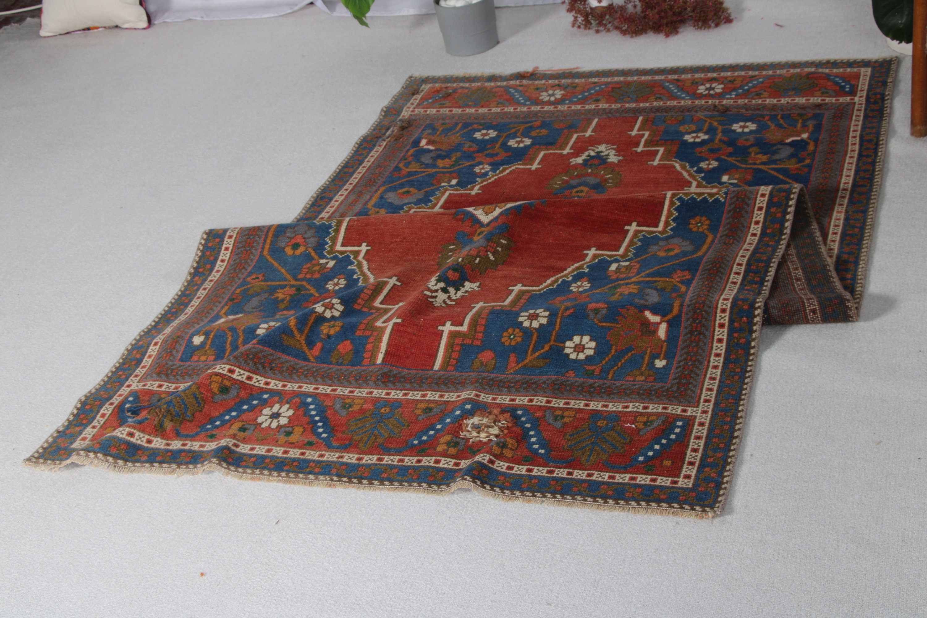 Floor Rugs, Red Neutral Rug, Aztec Rugs, Vintage Rug, 4.2x8.3 ft Area Rugs, Living Room Rugs, Antique Rugs, Vintage Area Rugs, Turkish Rugs