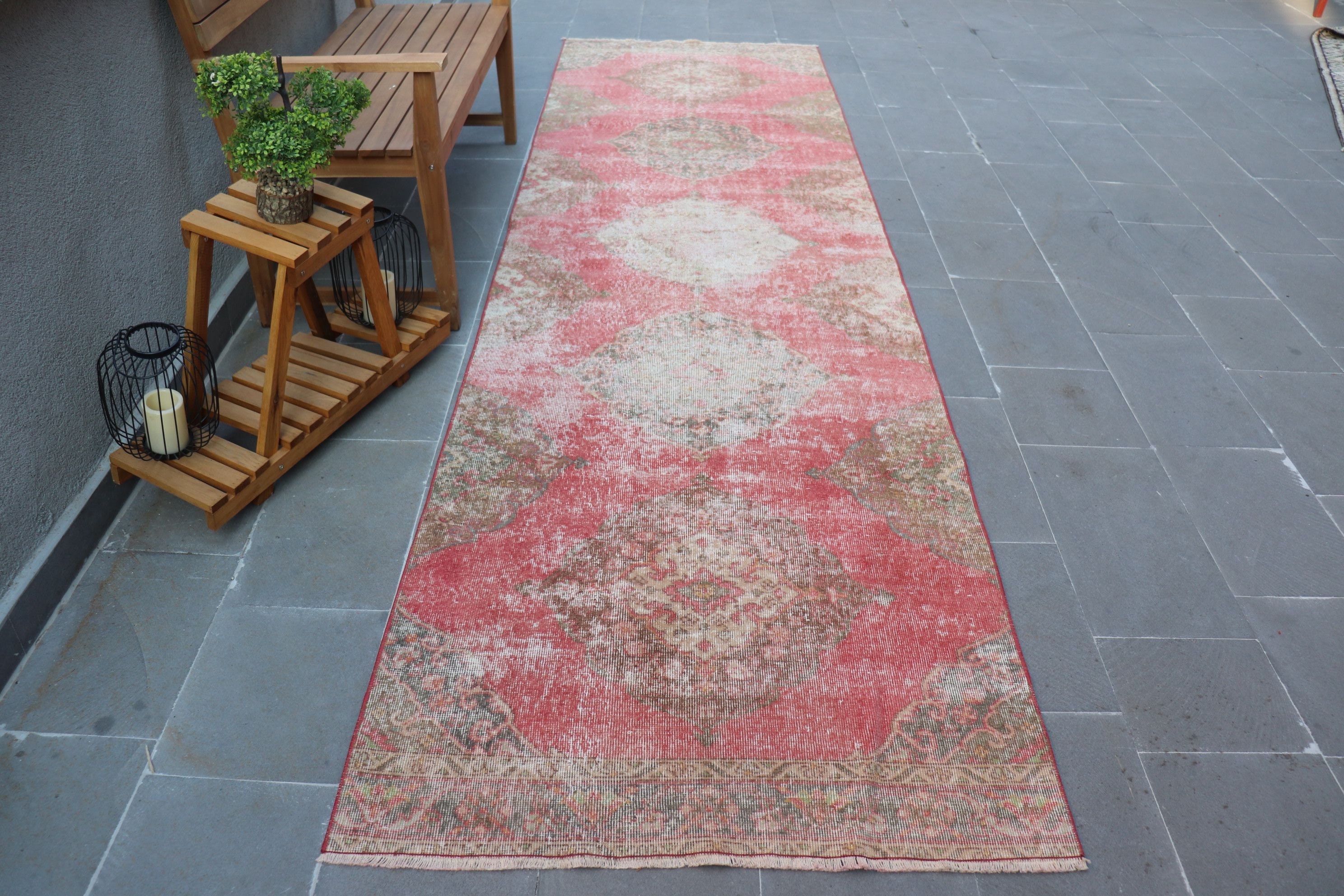 Red  3.5x12.4 ft Runner Rug, Rugs for Runner, Hallway Rug, Tribal Rug, Kitchen Rug, Turkish Rugs, Vintage Rug