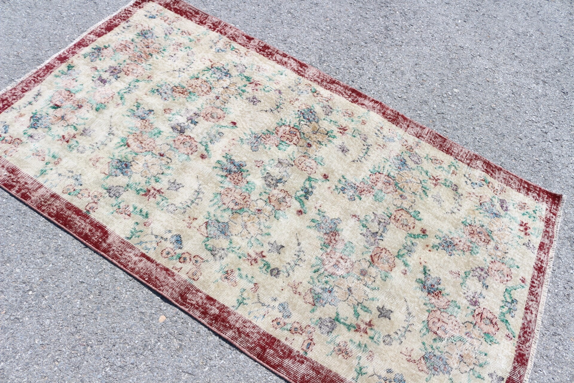 Natural Rug, Indoor Rug, Bedroom Rugs, Turkish Rug, Red Bedroom Rug, Vintage Rug, 3.7x6.6 ft Area Rug, Antique Rug, Rugs for Nursery