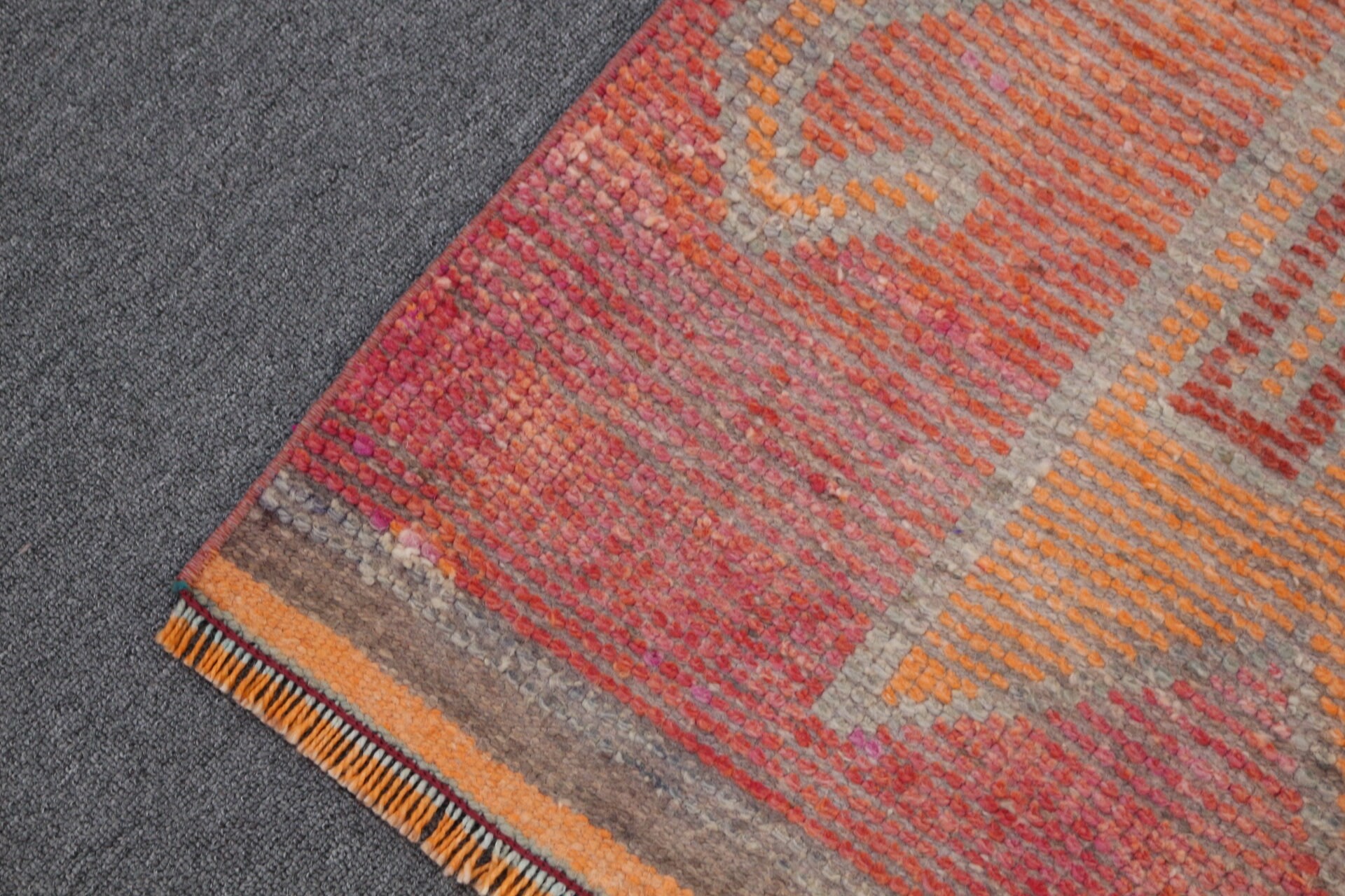 Corridor Rugs, Turkish Rugs, Stair Rug, Vintage Rugs, Boho Rug, Home Decor Rug, Anatolian Rug, Orange  2.7x12.4 ft Runner Rug