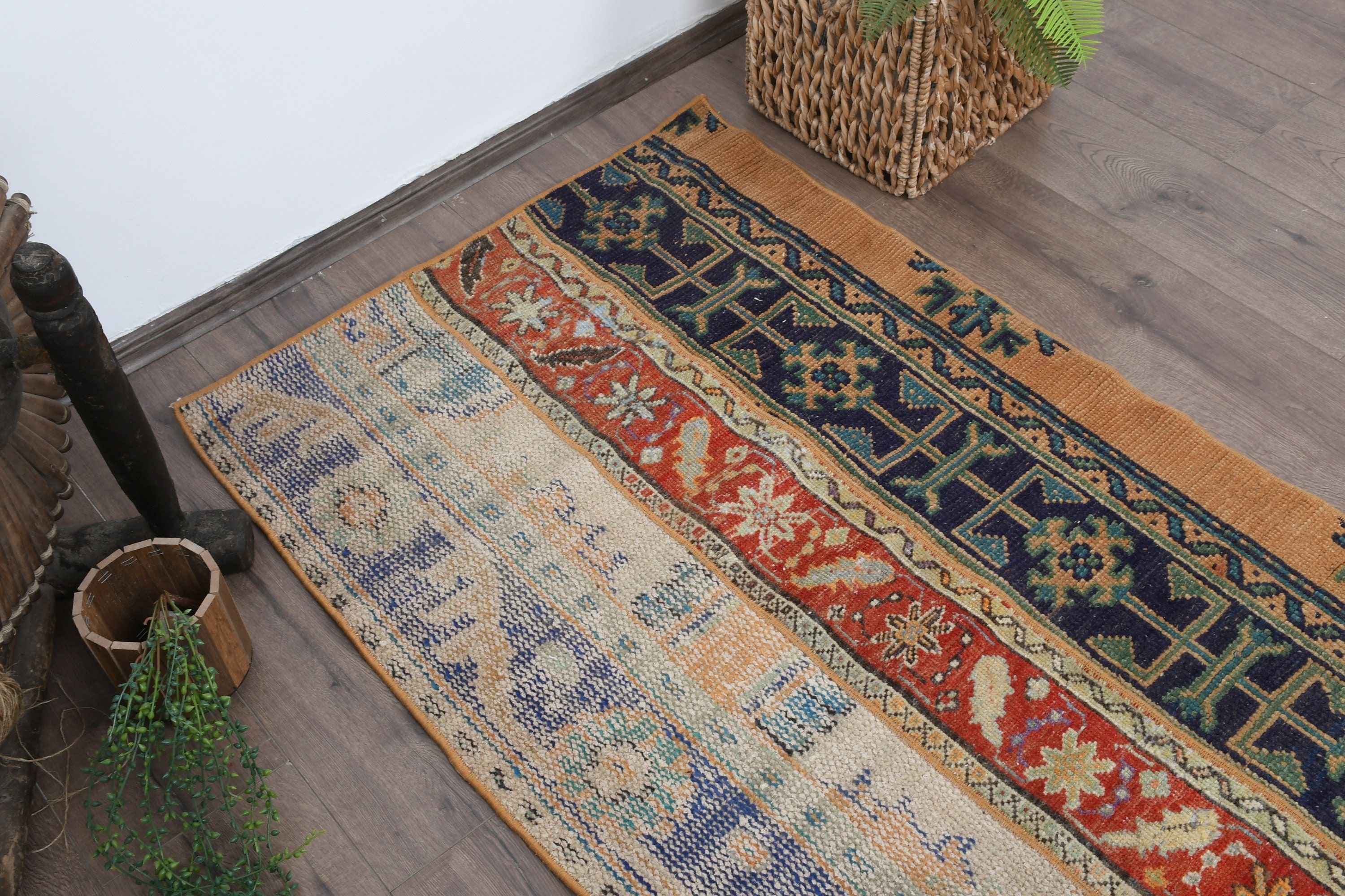 2.7x4.3 ft Small Rugs, Cool Rugs, Car Mat Rug, Anatolian Rug, Turkish Rugs, Blue Oriental Rugs, Vintage Rug, Bath Rug, Rugs for Kitchen