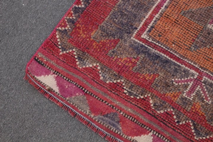 3.1x12.3 ft Runner Rug, Kitchen Rug, Pink Antique Rug, Anatolian Rugs, Vintage Rug, Floor Rug, Turkish Rugs, Rugs for Kitchen, Stair Rug