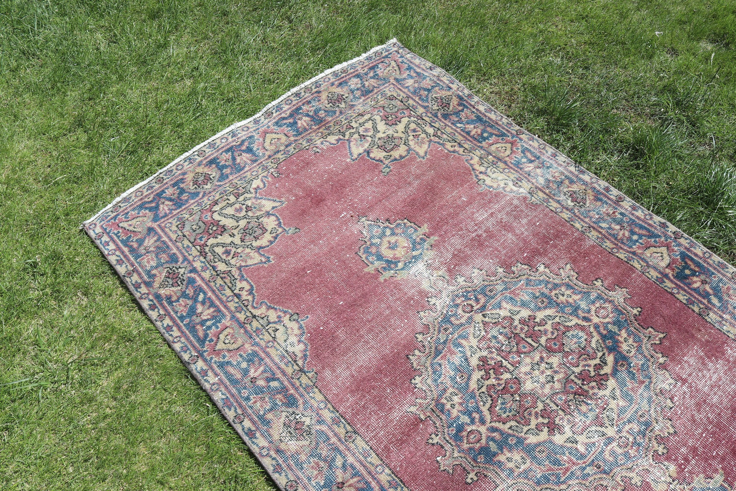 3,5x6,8 ft Accent Halı, Boho Accent Halılar, Yer Halıları, Aztek Halısı, Mavi Fas Halıları, Yatak Odası Halıları, Vintage Halı, Türk Halısı, Oushak Halıları