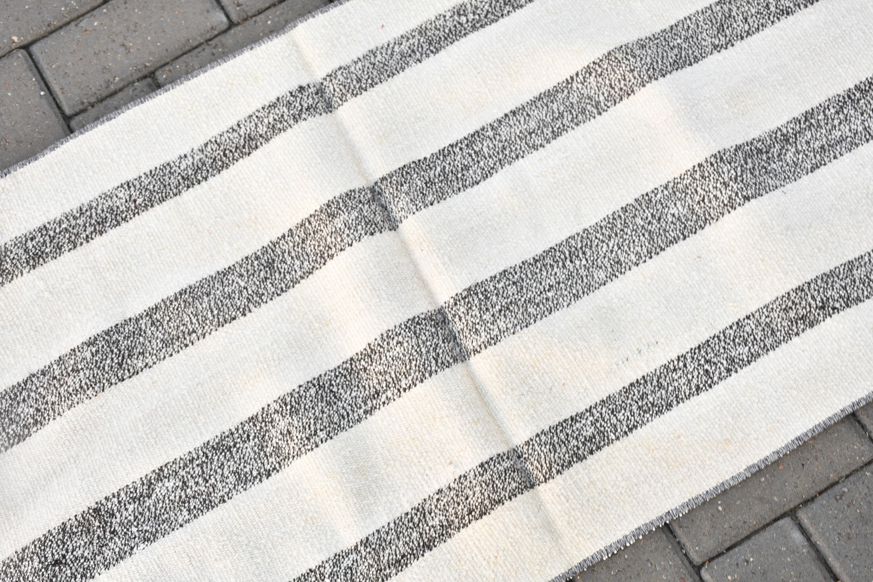 Turkish Rugs, Vintage Rug, Bedroom Rug, Kitchen Rugs, Stair Rugs, White Wool Rug, Corridor Rug, Retro Rugs, Kilim, 2.1x5.7 ft Runner Rug