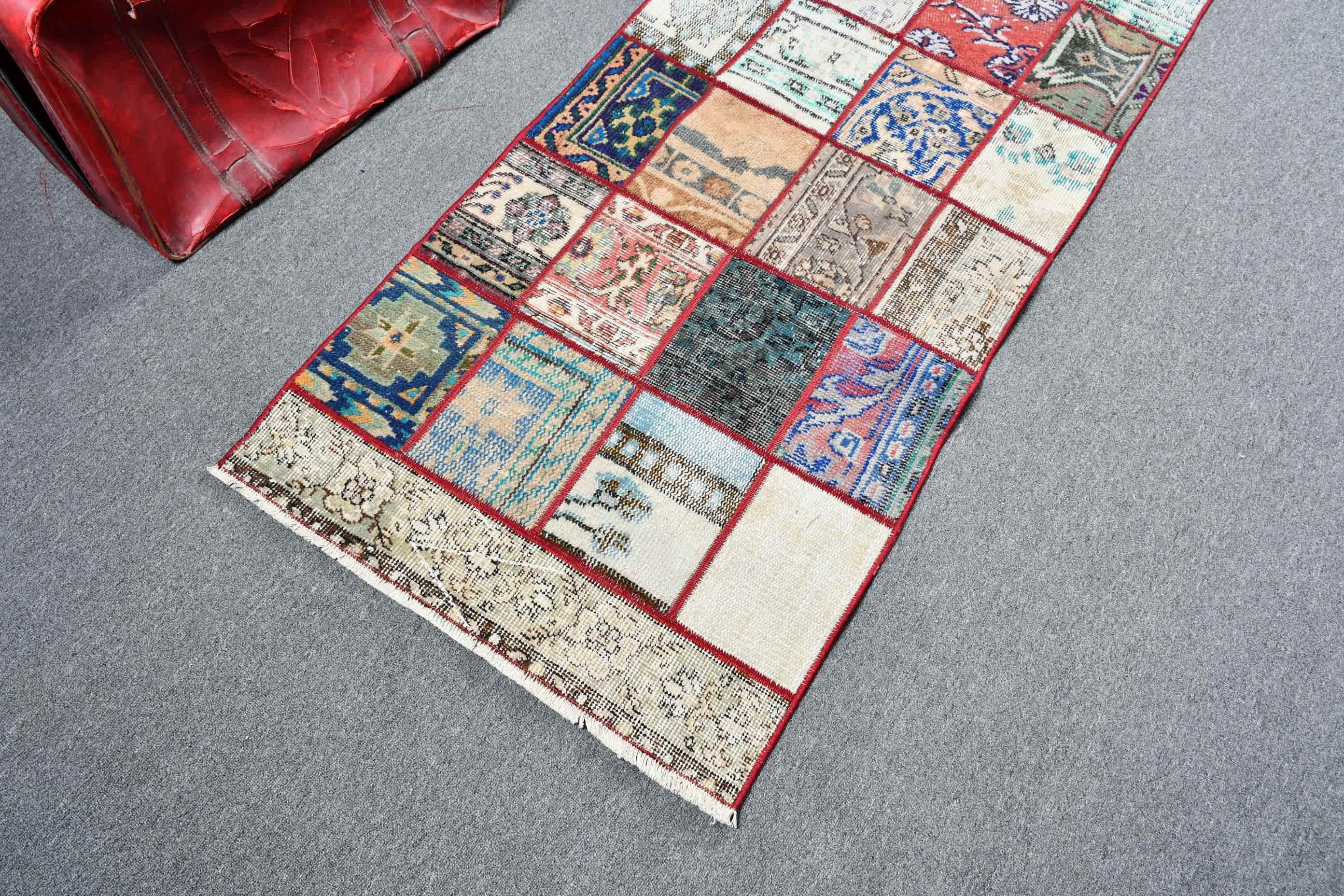 Turkish Rugs, Oriental Rugs, Rugs for Hallway, Hallway Rug, Wool Rug, Kitchen Rugs, 2.4x6.6 ft Runner Rug, Beige Cool Rug, Vintage Rug