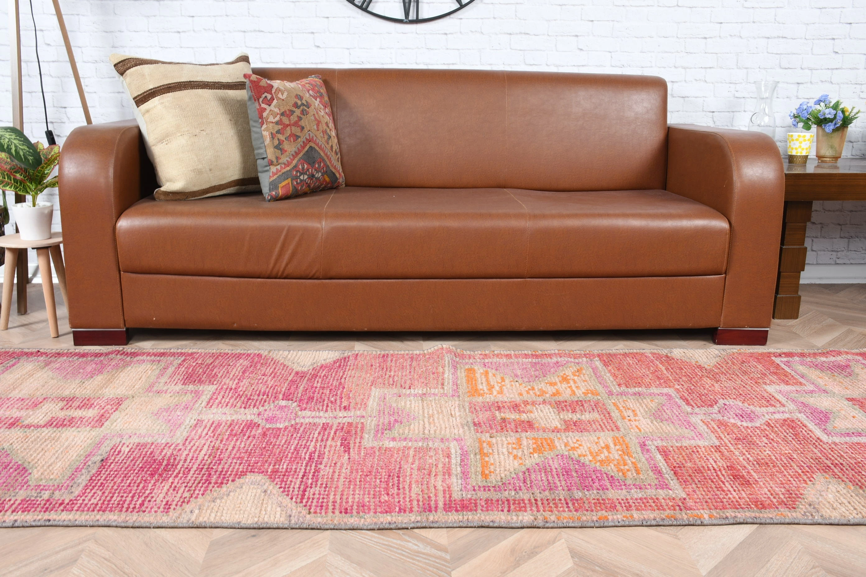 Pink Oriental Rug, Turkish Rug, Home Decor Rug, 2.9x11.3 ft Runner Rug, Vintage Rug, Corridor Rugs, Turkey Rug, Hallway Rug, Anatolian Rugs