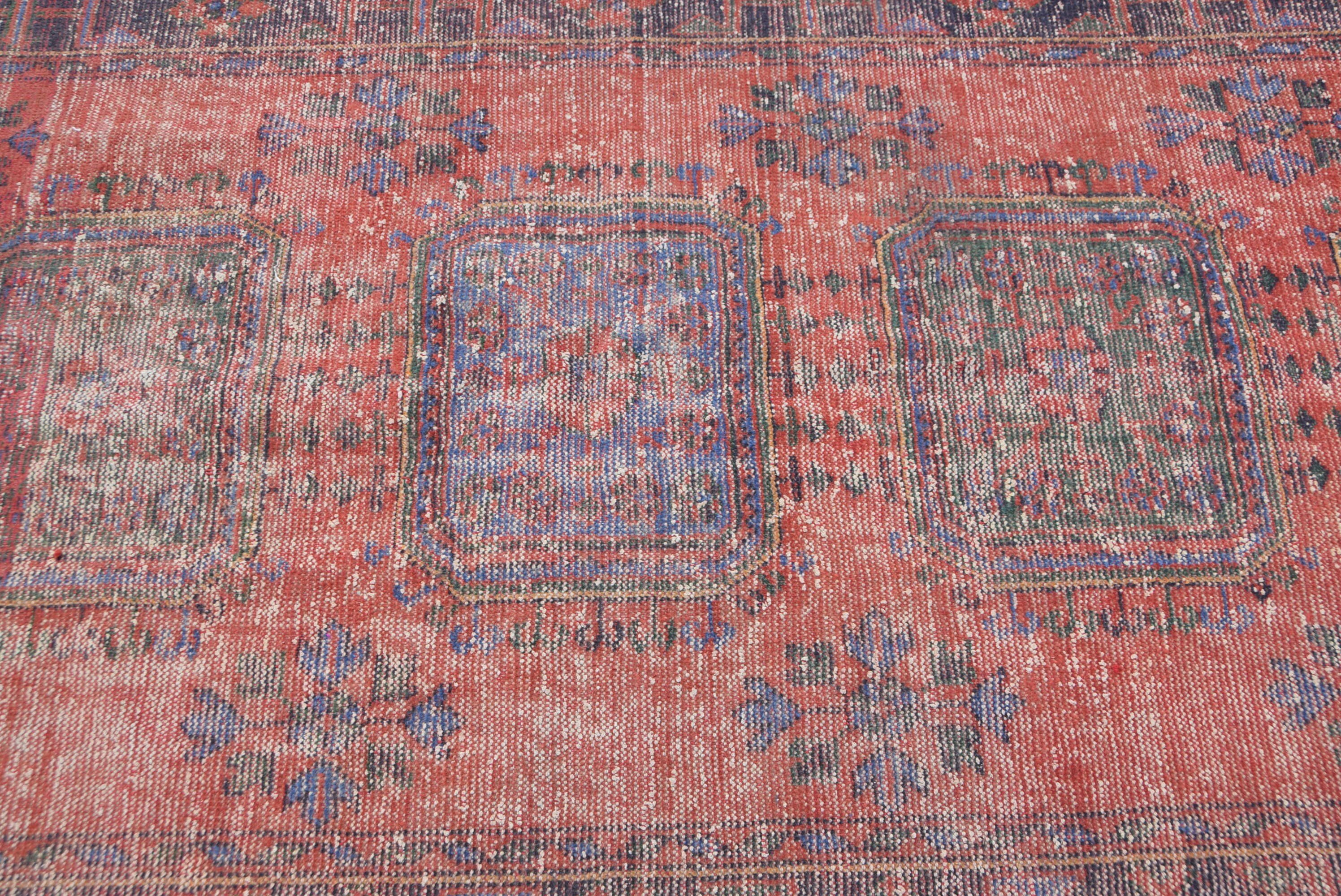 Vintage Rug, Wedding Rugs, Red Moroccan Rug, Kitchen Rug, Living Room Rug, Salon Rugs, 4.7x10.3 ft Large Rug, Turkish Rugs, Home Decor Rugs