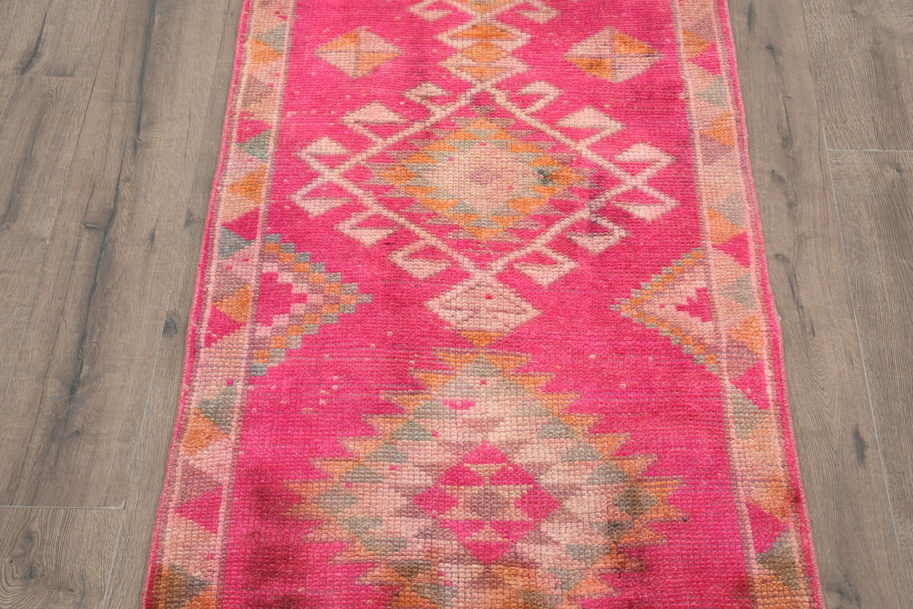Hallway Rug, Corridor Rug, Pink Anatolian Rug, Moroccan Rugs, Bedroom Rug, Turkish Rugs, Cute Rug, Vintage Rug, 2.7x13.1 ft Runner Rug