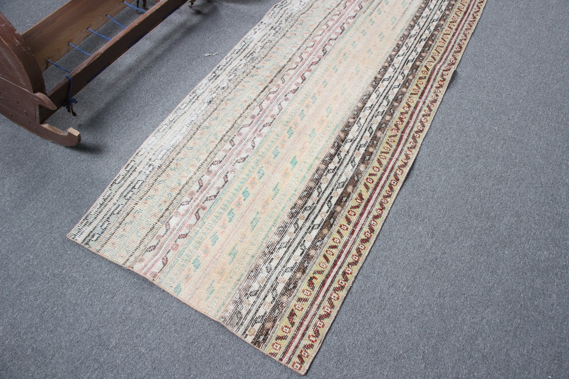 Beige Antique Rugs, Rugs for Runner, 2.7x8.5 ft Runner Rug, Floor Rugs, Stair Rug, Vintage Rug, Turkish Rugs, Pastel Rug