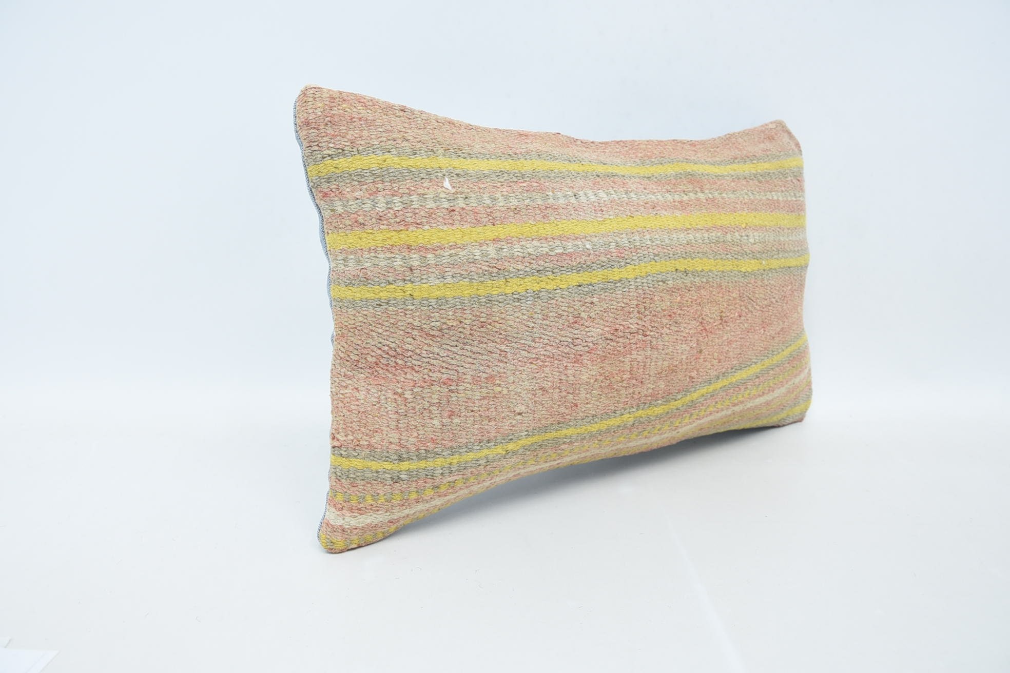 12"x20" Pink Pillow Cover, Vintage Pillow, Turkish Kilim Pillow, Gift Pillow, Comfy Throw Pillow Case