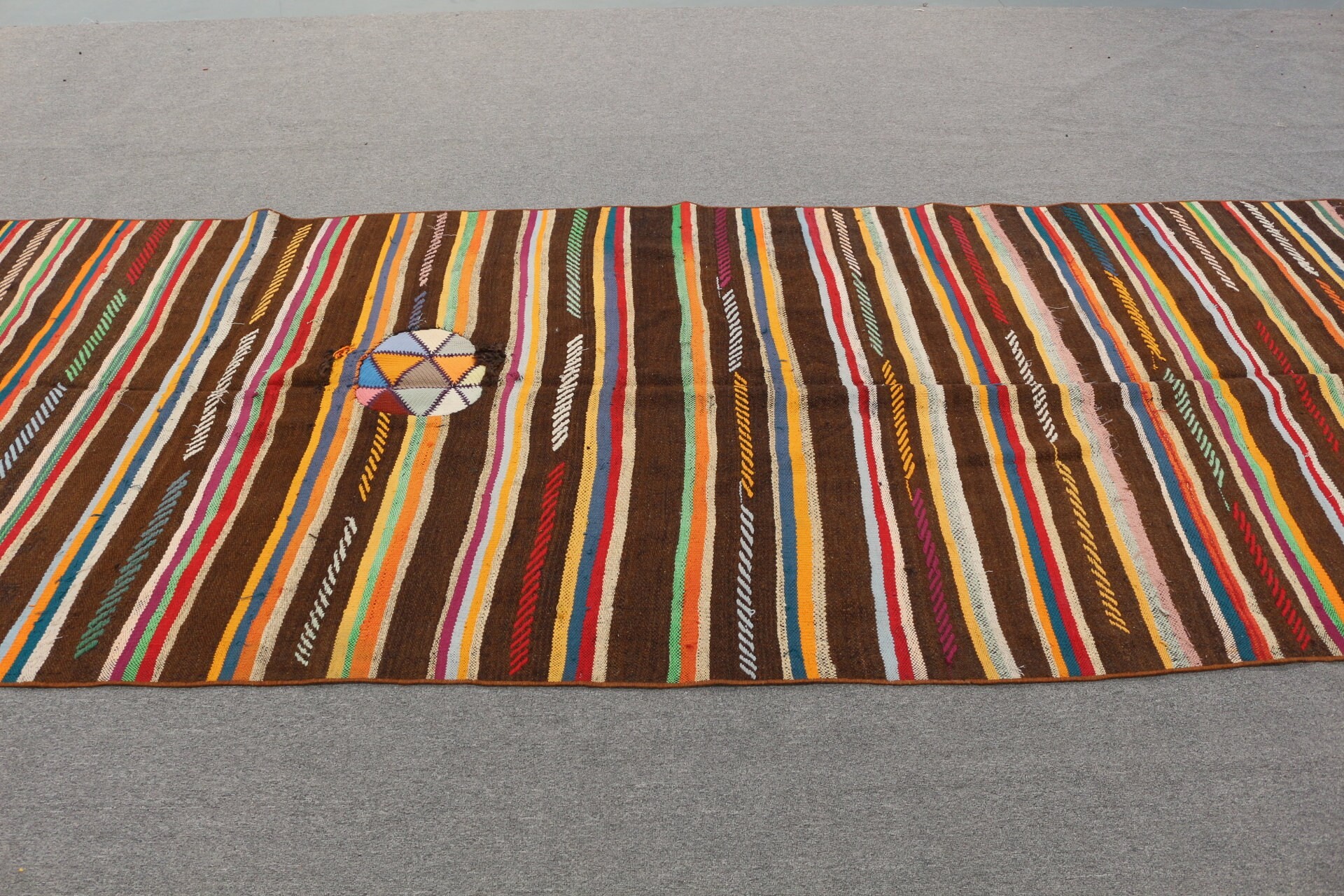 Vintage Halı, Oryantal Halı, Kilim, 4.4x12.4 ft Runner Halı, Türk Halısı, Mutfak Halısı, Runner Halıları, Fas Halısı, Kahverengi Yatak Odası Halıları