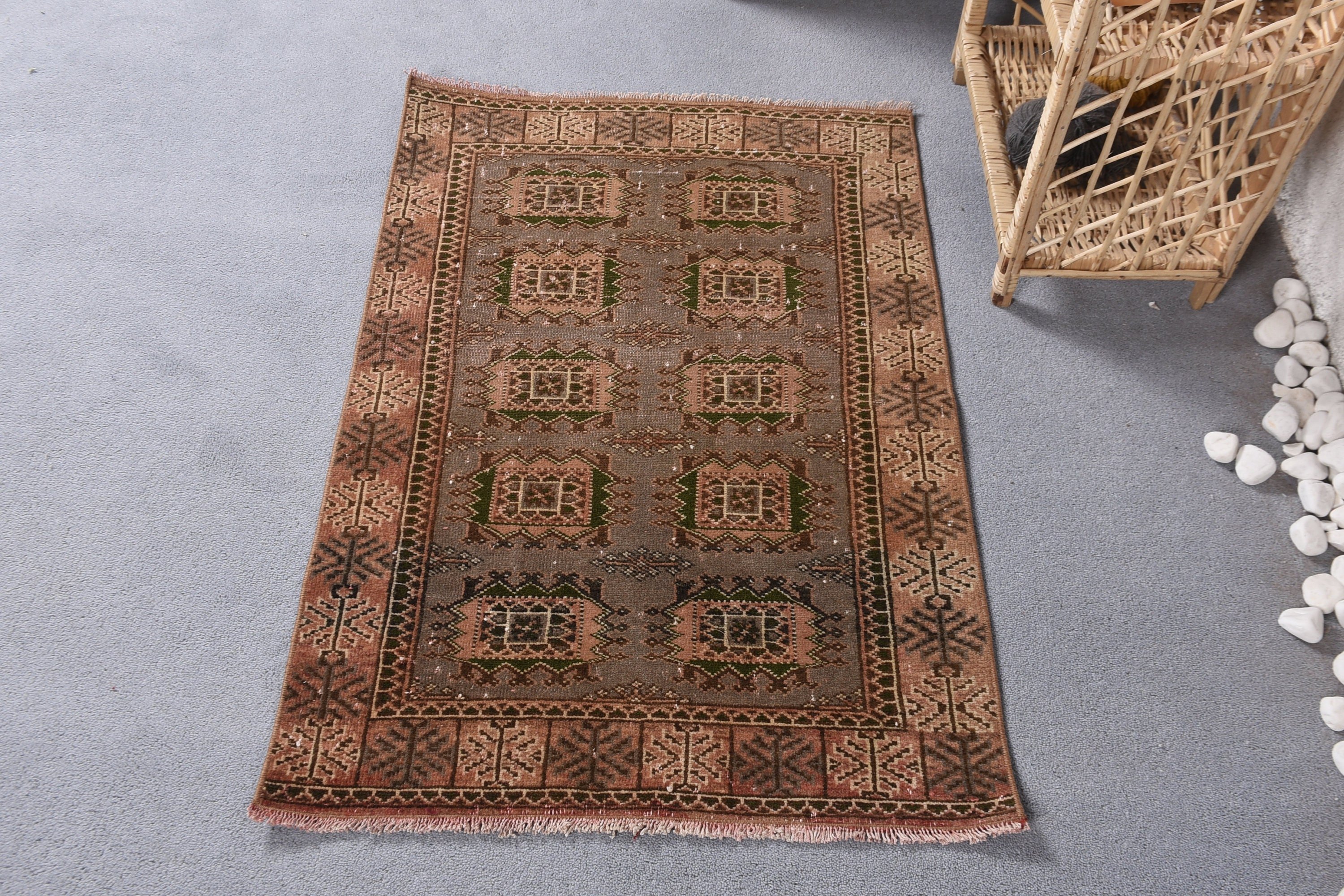 2.4x3.6 ft Small Rug, Antique Rug, Car Mat Rug, Art Rug, Brown Bedroom Rug, Turkish Rugs, Vintage Rug, Rugs for Door Mat