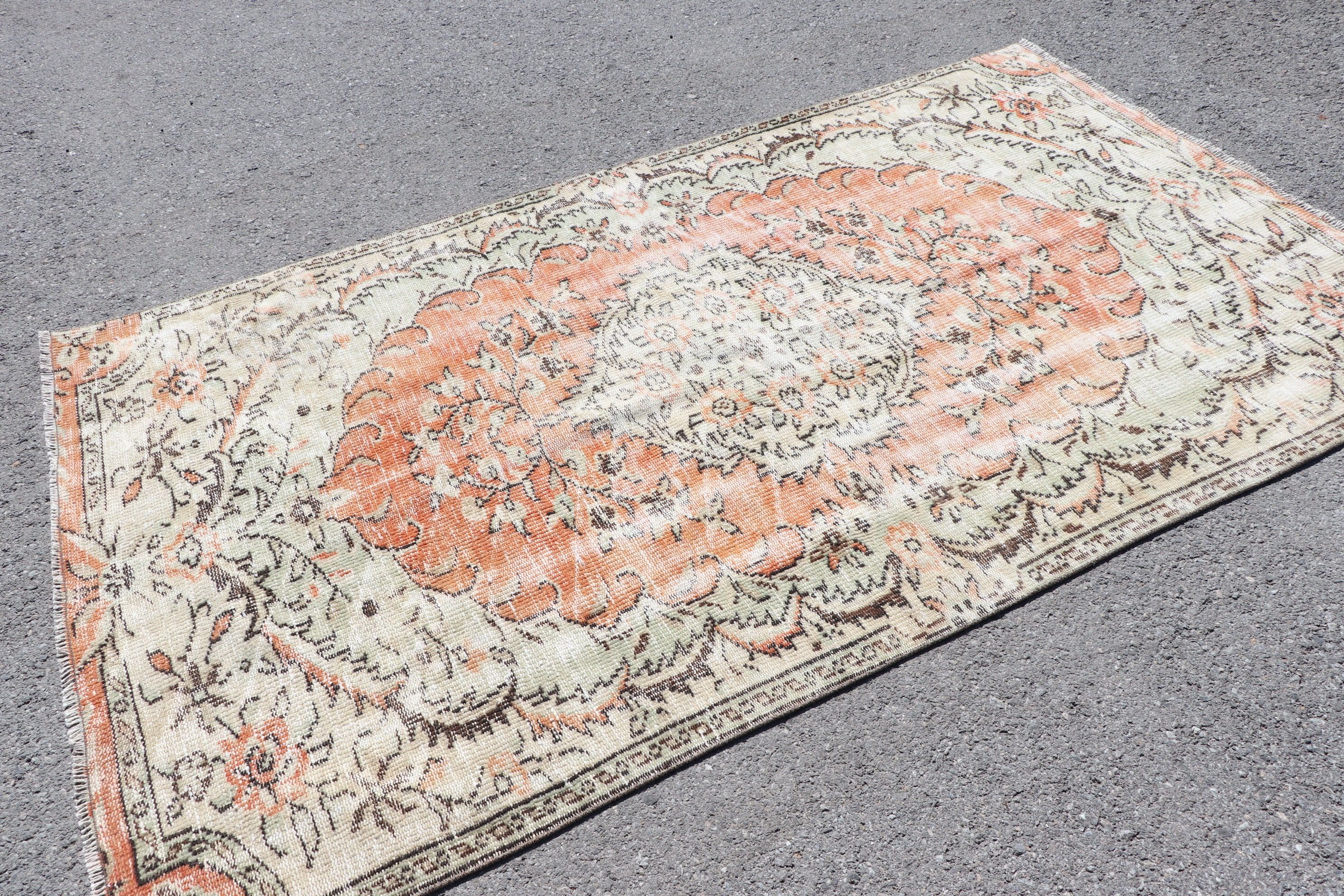 Rugs for Floor, Orange Moroccan Rug, Dining Room Rugs, Kitchen Rug, 4.5x7.8 ft Area Rug, Muted Rug, Floor Rugs, Vintage Rug, Turkish Rugs