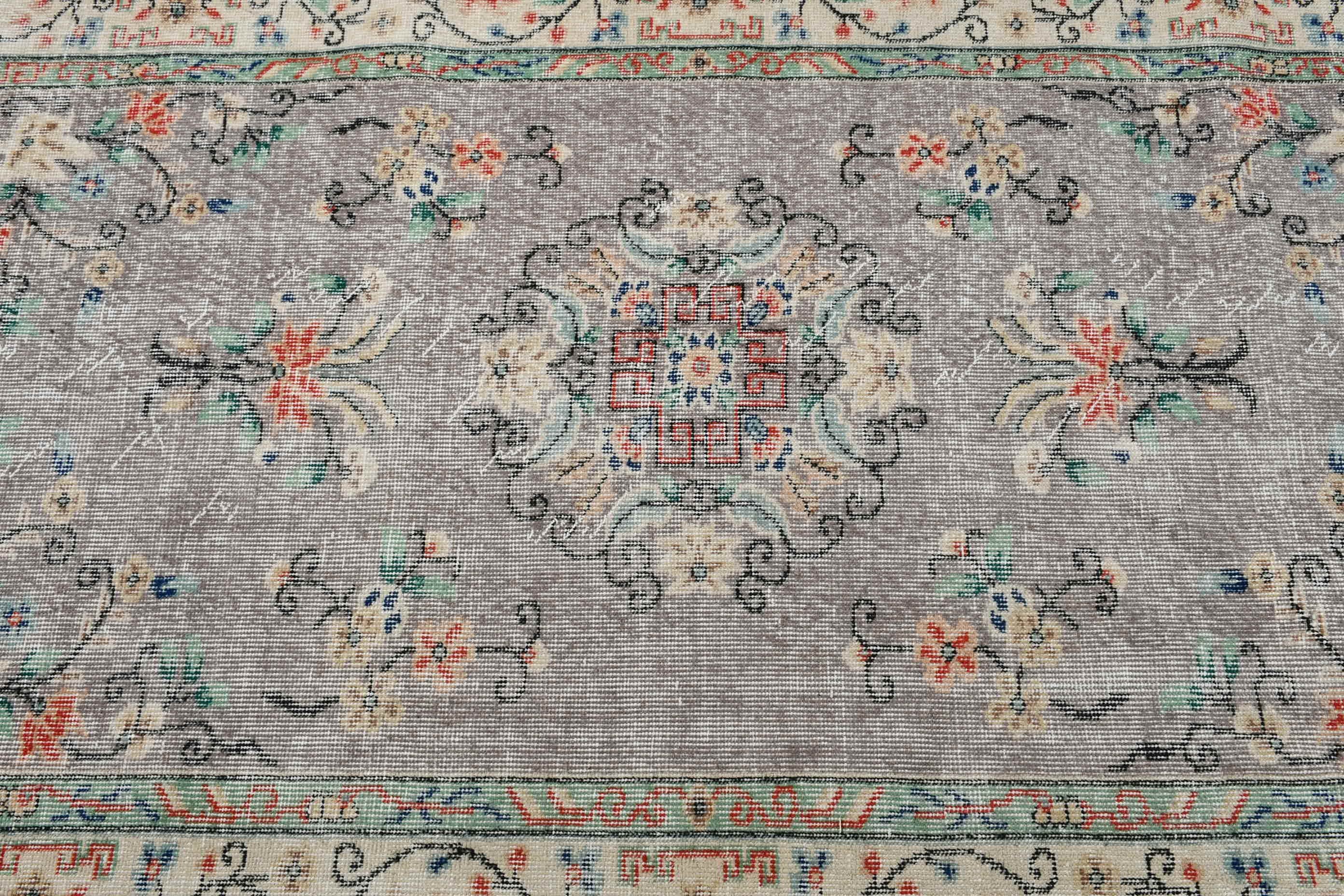 Dining Room Rug, Vintage Rug, Rugs for Nursery, 3.7x6.7 ft Area Rug, Gray Antique Rug, Kitchen Rugs, Wool Rug, Nursery Rug, Turkish Rug