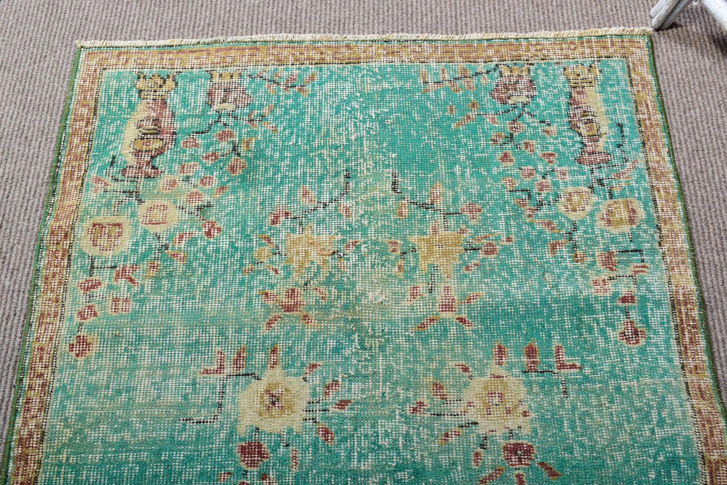 Boho Halı, 3.1x6.2 ft Accent Halı, Boho Accent için Halılar, Yeşil Oushak Halı, Vintage Halı, Giriş Halısı, Dekoratif Halılar, Türk Halısı, Mutfak Halısı