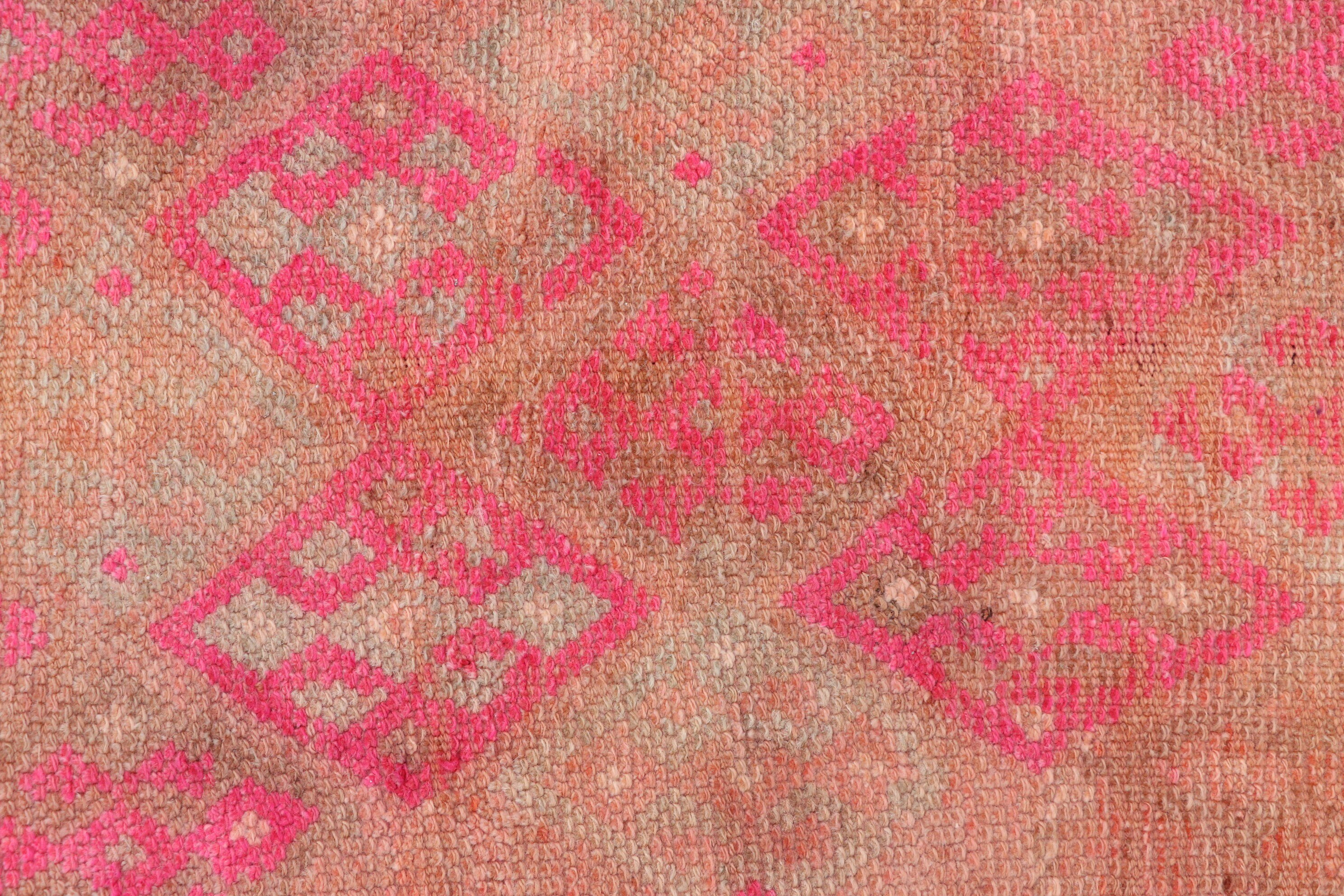 Pink Antique Rug, Vintage Rugs, Corridor Rug, 1.8x10.2 ft Runner Rugs, Rugs for Kitchen, Stair Rugs, Turkish Rug, Cool Rug, Home Decor Rug