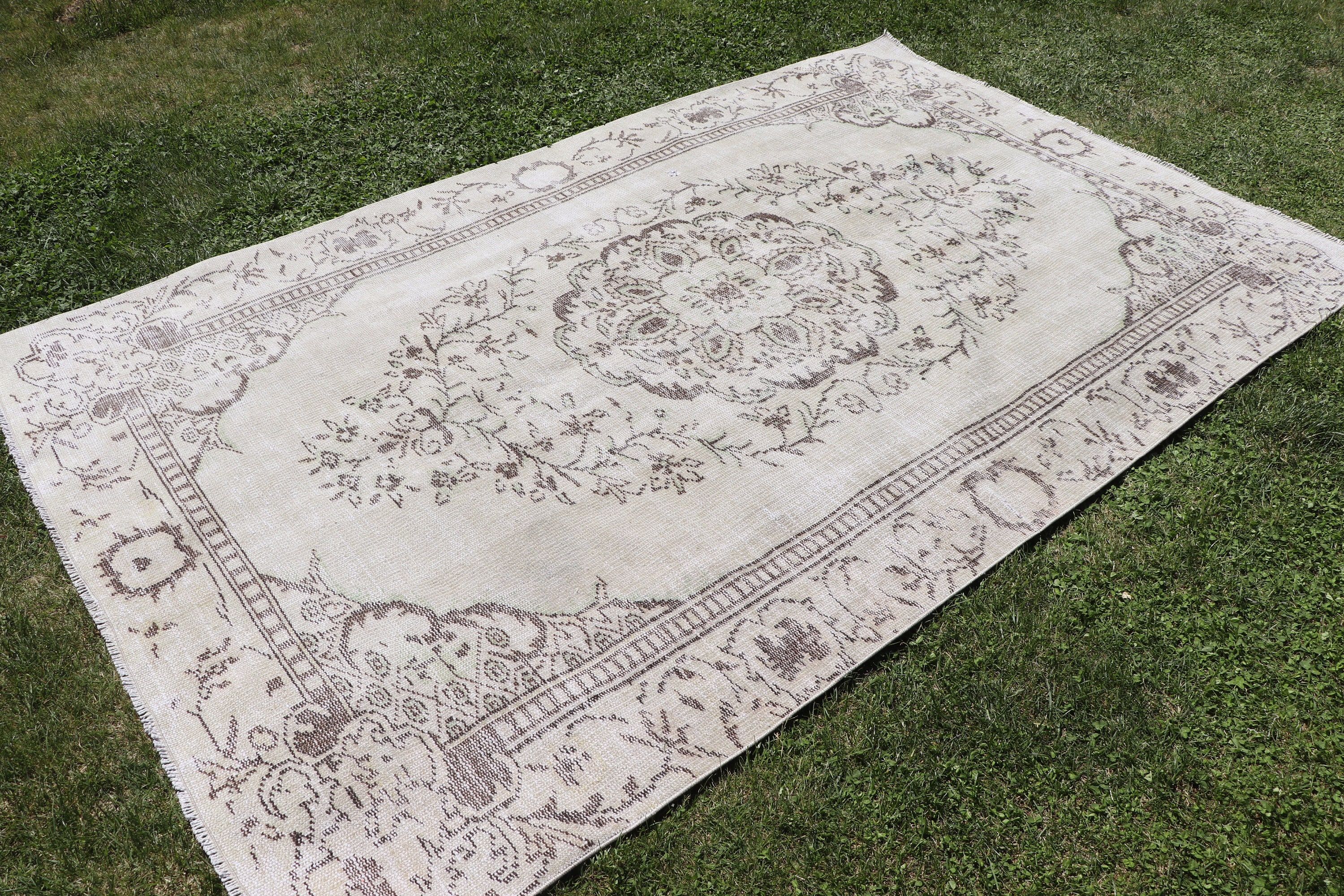 Türk Halıları, Yün Halılar, Vintage Halı, Boho Halılar, Nötr Halılar, Büyük Vintage Halı, Yeşil Fas Halıları, 5.2x8.5 ft Büyük Halı, Yatak Odası Halıları