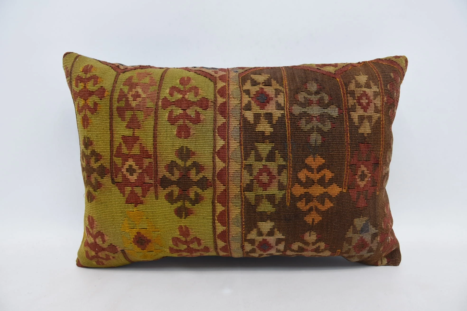 16"x24" Green Cushion Cover, Vintage Kilim Throw Pillow, Christmas Cushion Case, Kilim Pillow, Art Deco Pillow, Kilim Pillow Cover