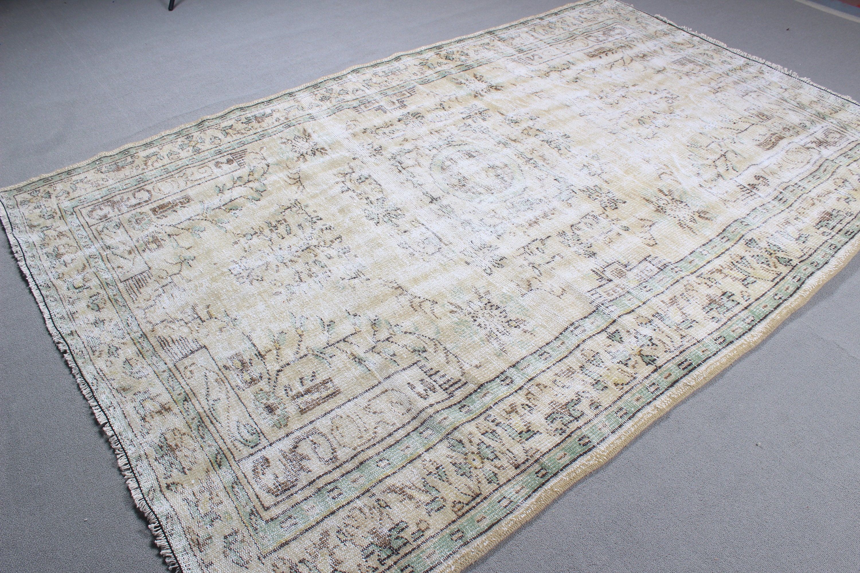 Büyük Oushak Halısı, Türk Halıları, Bej 6.2x8.9 ft Büyük Halılar, Tribal Halılar, Düz Dokuma Halı, Yatak Odası Halısı, Vintage Halılar, Yün Halılar